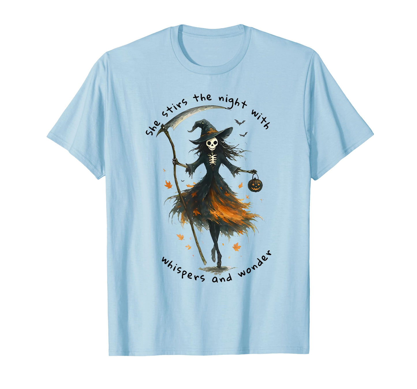 she stirs The Night with Whispers and Wonder Witch Halloween T-Shirt