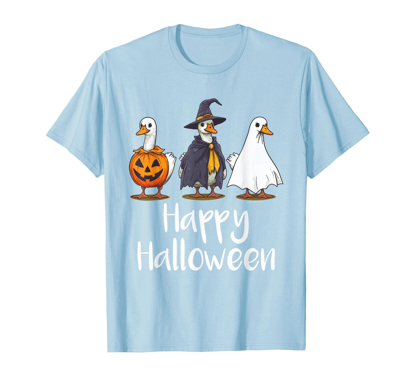 Happy Halloween Geese in Costumes Funny Silly Teacher Goose T-Shirt
