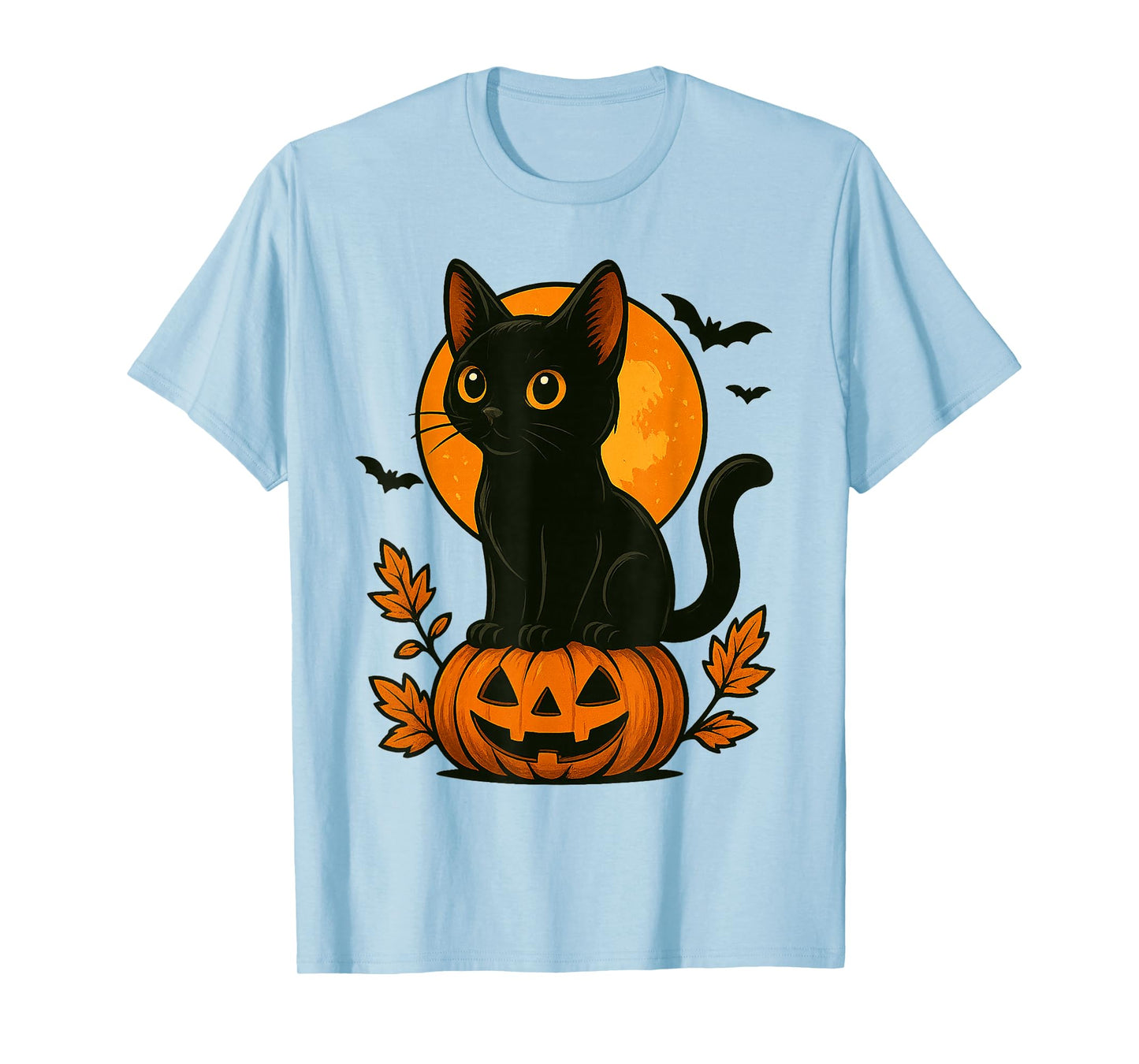 Retro Black Cat Pumpkin Halloween Costume Fall Autumn Season T-Shirt