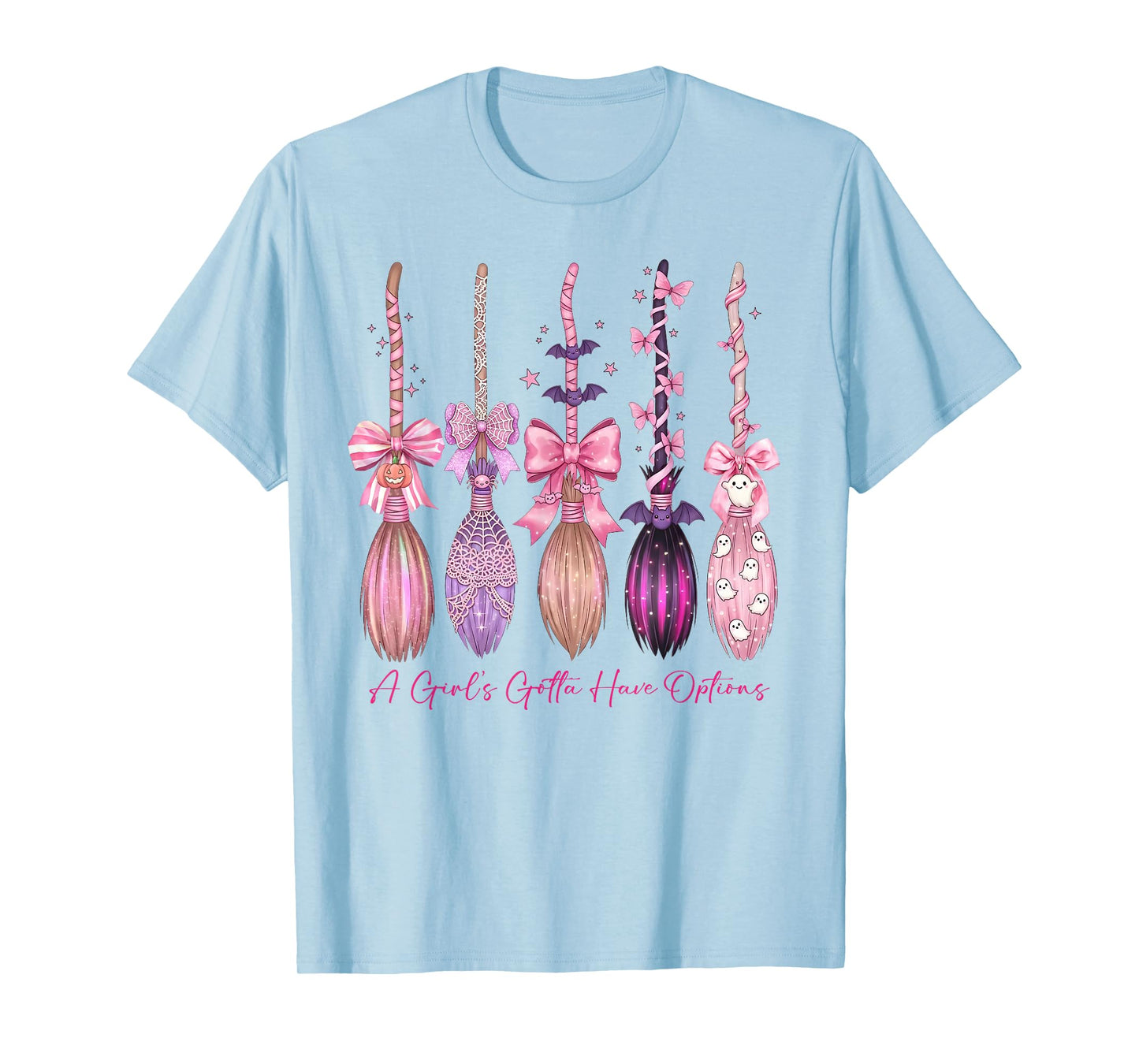 Cute Preppy Halloween A Girls Gotta Have Options Witch Broom T-Shirt