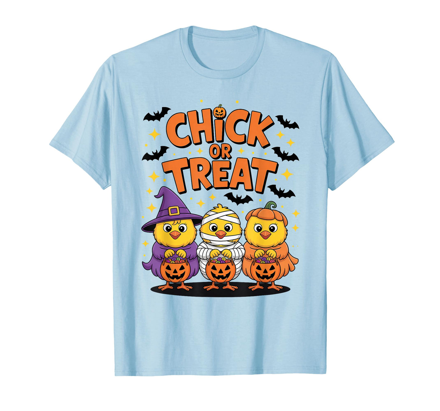 Chick Or Treat Cute Halloween Spooky Witch Pumpkin Graphic T-Shirt