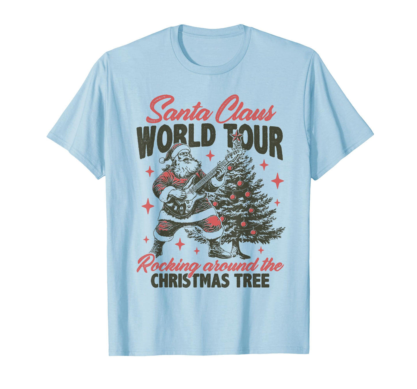 Santa Claus World Tour Rocking Around The Christmas Tree T-Shirt