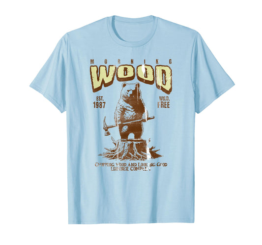 Funny Vintage Lumberjack Logo, Morning Wood Lumber T-Shirt