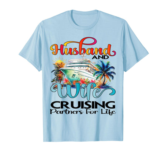Husband Wife Partner Cruise Together 2025 Matching Unisex-Adults T-Shirt White Small Short Sleeve Cotton 80% Polyester 20% Couples Matching T-Shirt