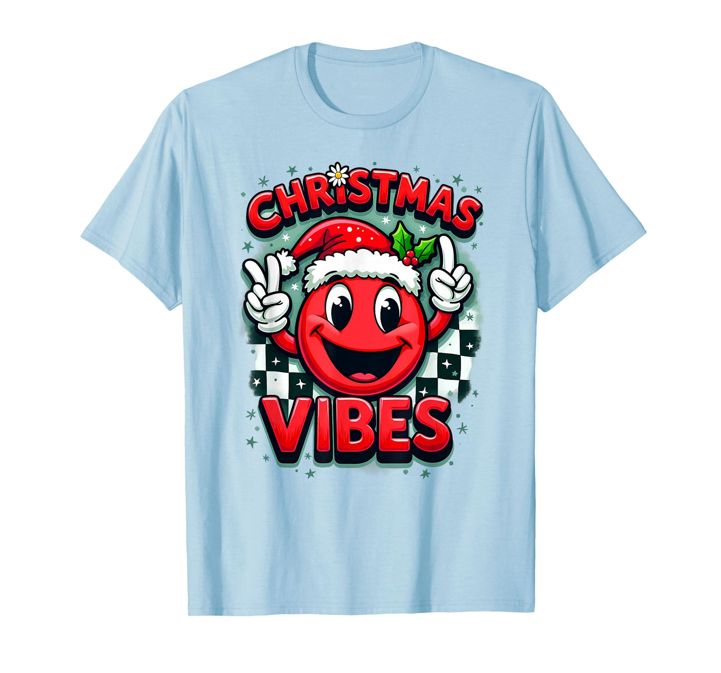 Santa Hat Smile Emoticon Christmas Vibes T-Shirt