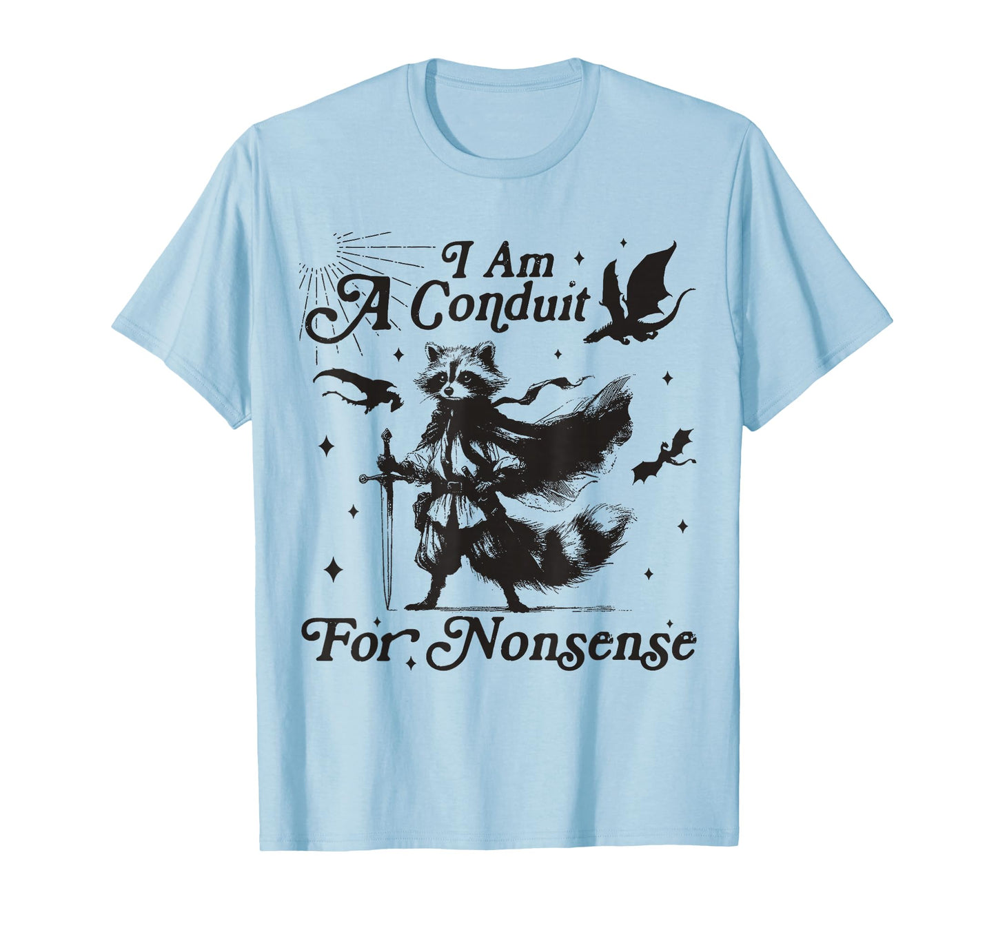 I Am A Conduit For Nonsense Trendy Raccoon Unisex-Adults Grey Small Cotton, Polyester Short Sleeve T-Shirt