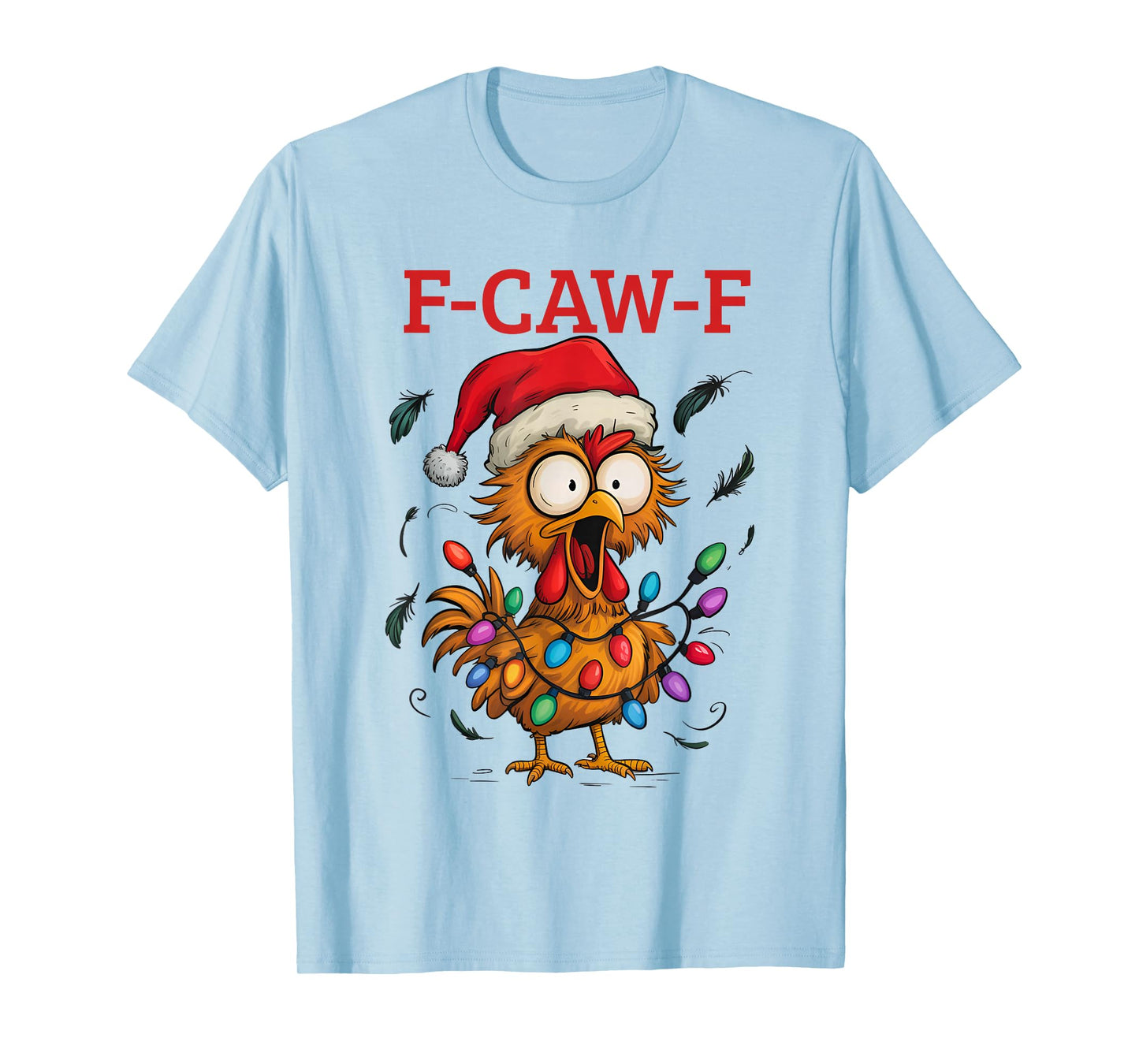 Crow F-CAW-F Black Bird Gothic Christmas Lights Santa Hat T-Shirt