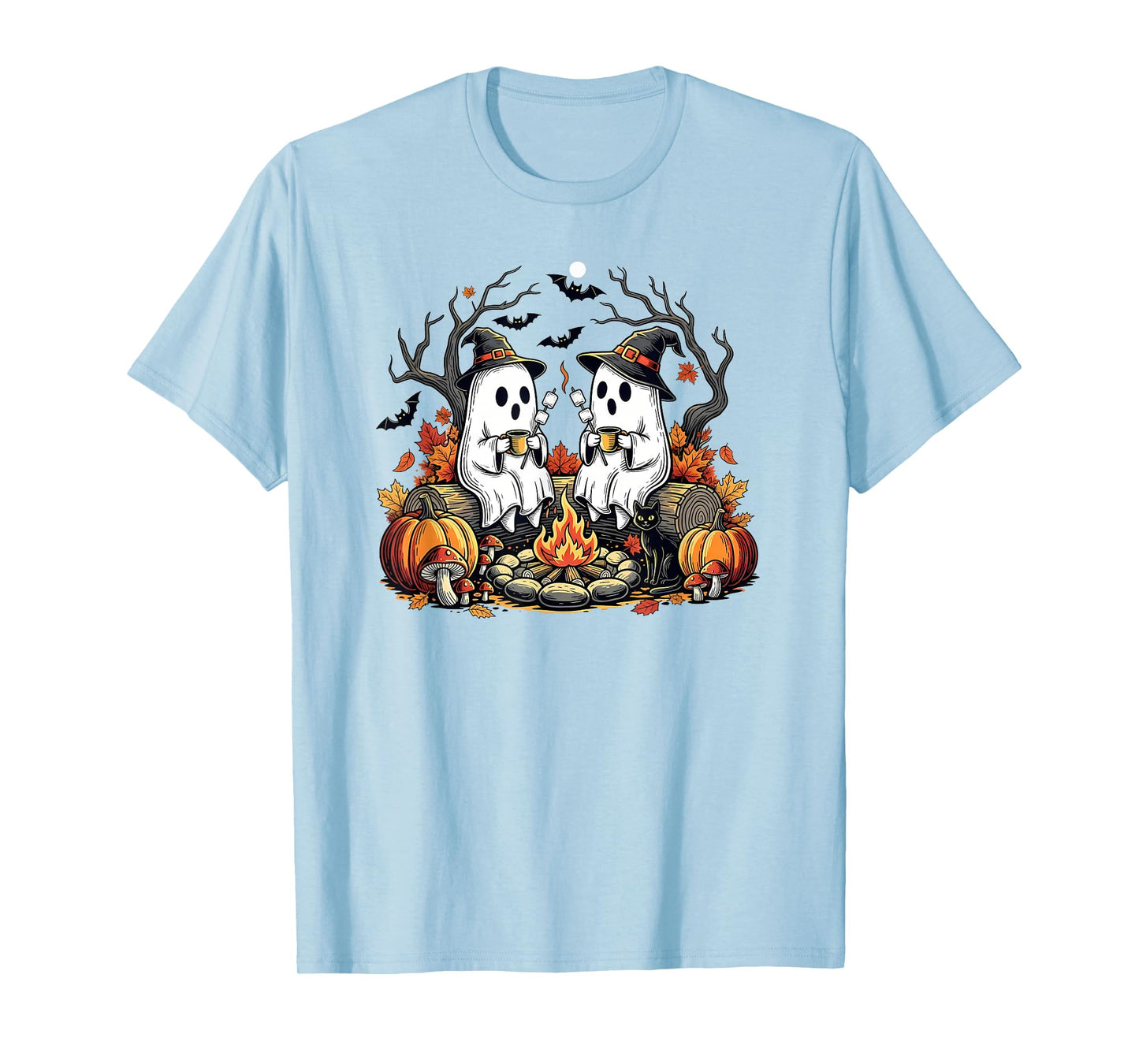Cute Ghost Camping Campfire Halloween Marshmallow T-Shirt