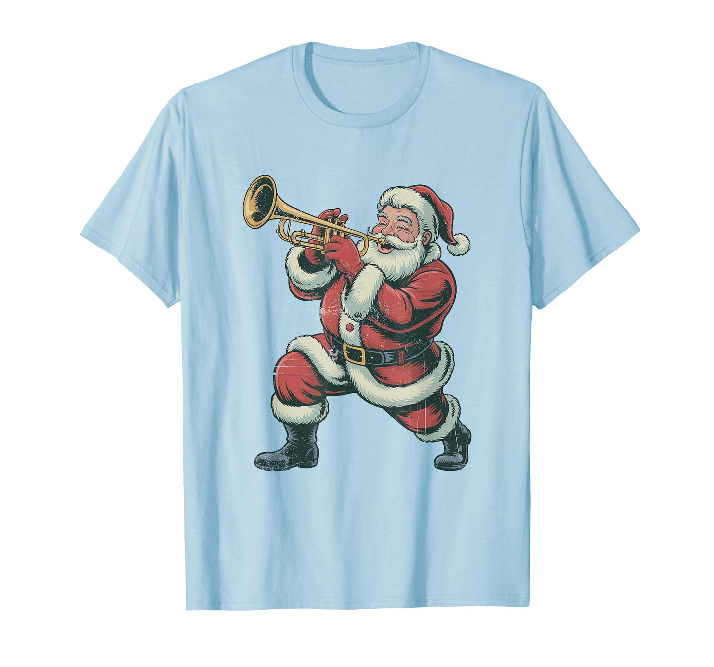 Santa Playing Trumpet Retro Vintage 90s Chrismas Holiday T-Shirt