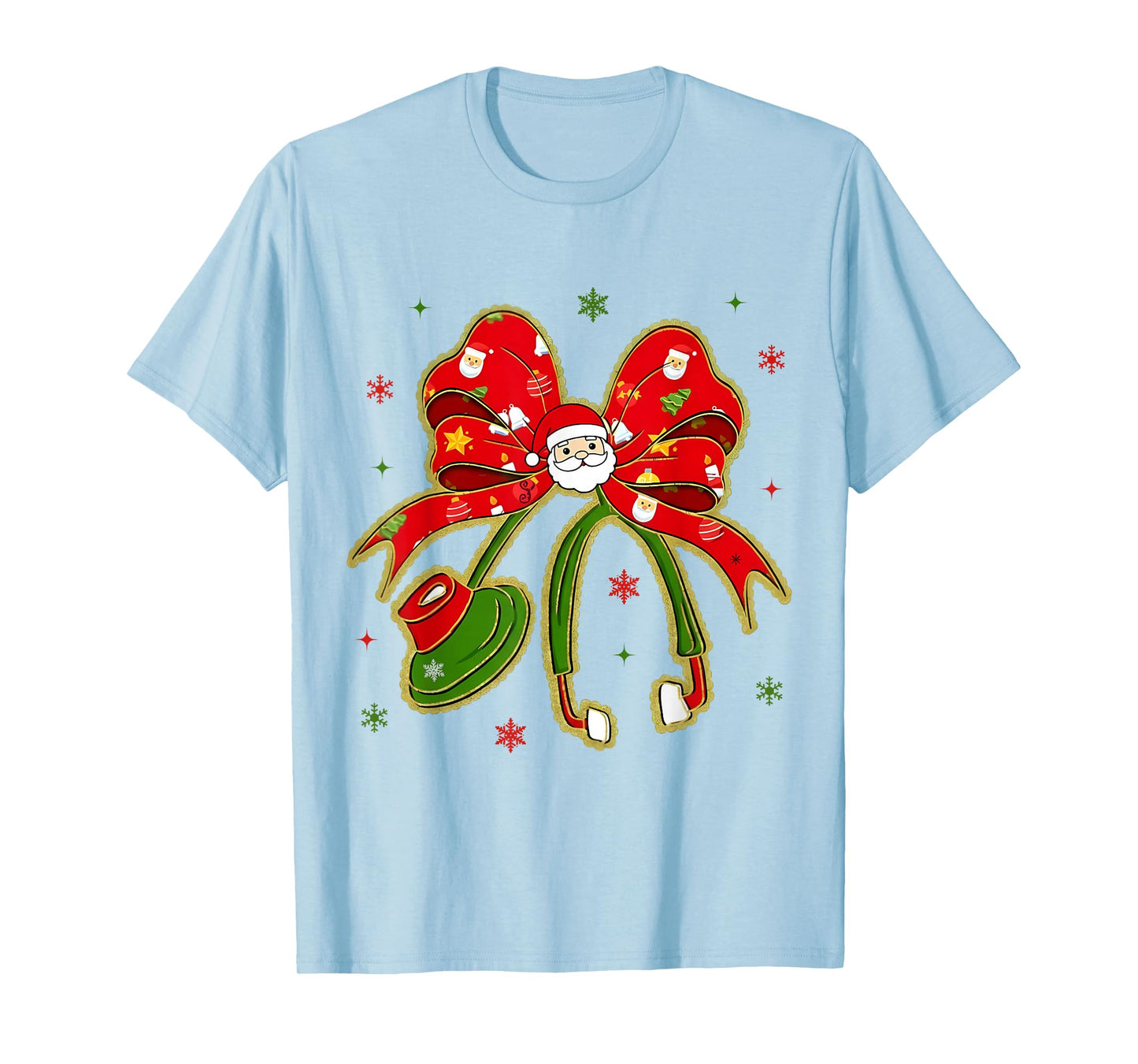 Nurse Christmas Stethoscope Nurses Xmas Pajamas Santa Women T-Shirt
