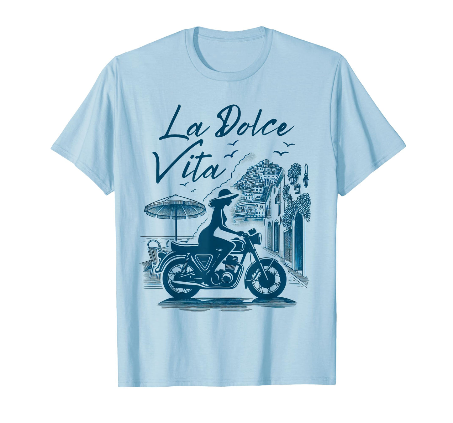 La Dolce Vita Positano Italian Coast Retro Motorcycle Woman T-Shirt