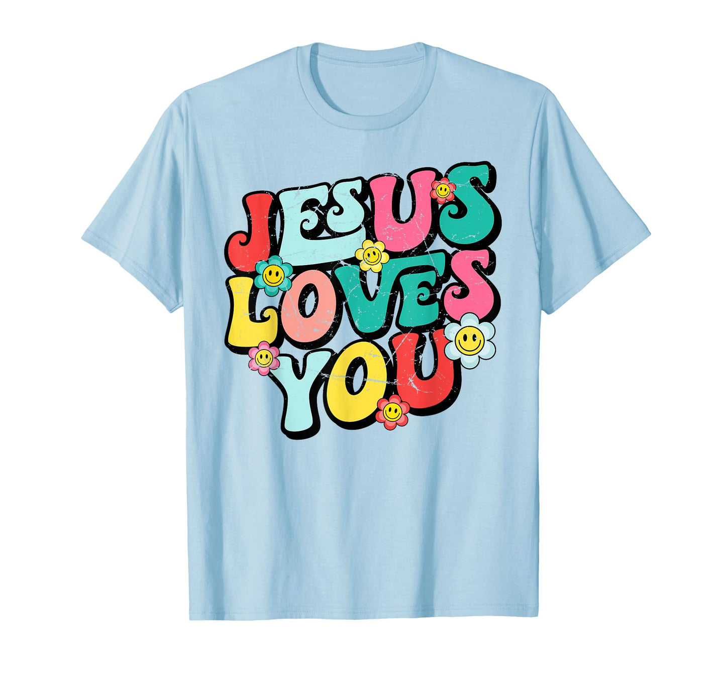 Jesus Loves You Retro Vintage Groovy Style Men Womens T-Shirt