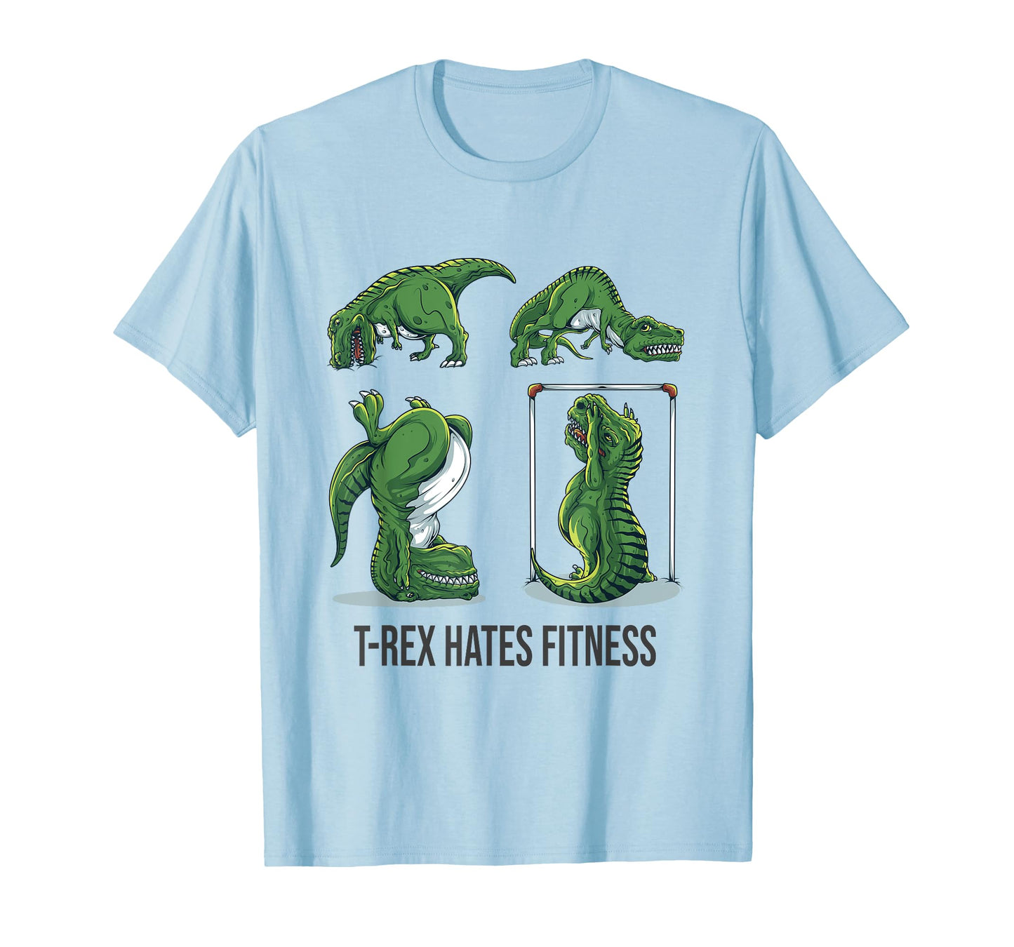 T-Rex Hates Fitness Funny Dinosaur Gym Burpees Handstand T-Shirt