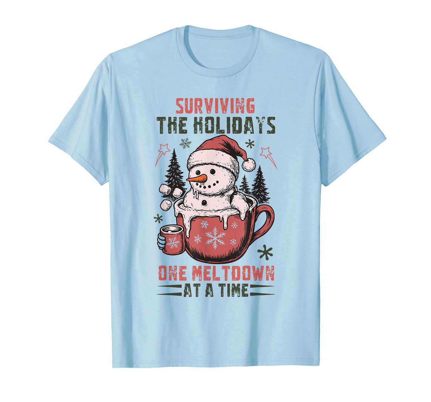 Funny Christmas Mental Health Sarcastic Men Women Kids Xmas T-Shirt