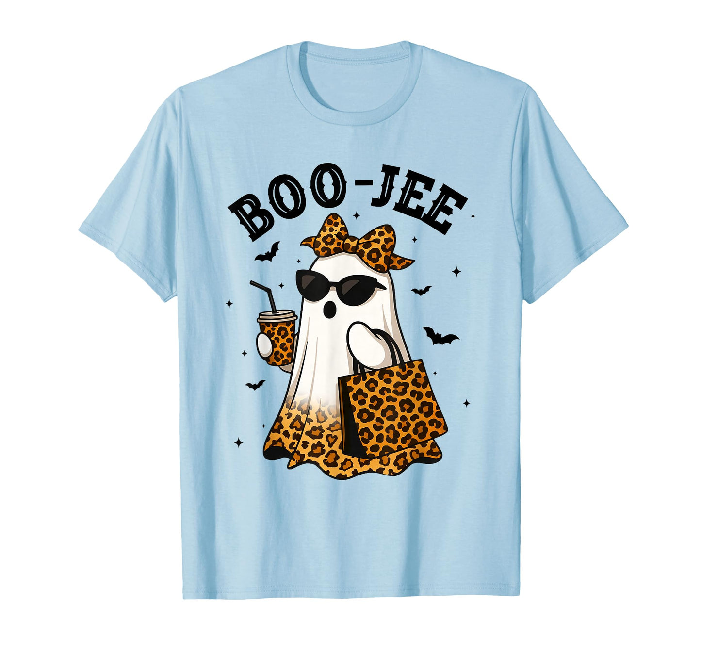 Coquette Leopard Ghost Coffee Boo-JEE Halloween Boujee Ghost T-Shirt