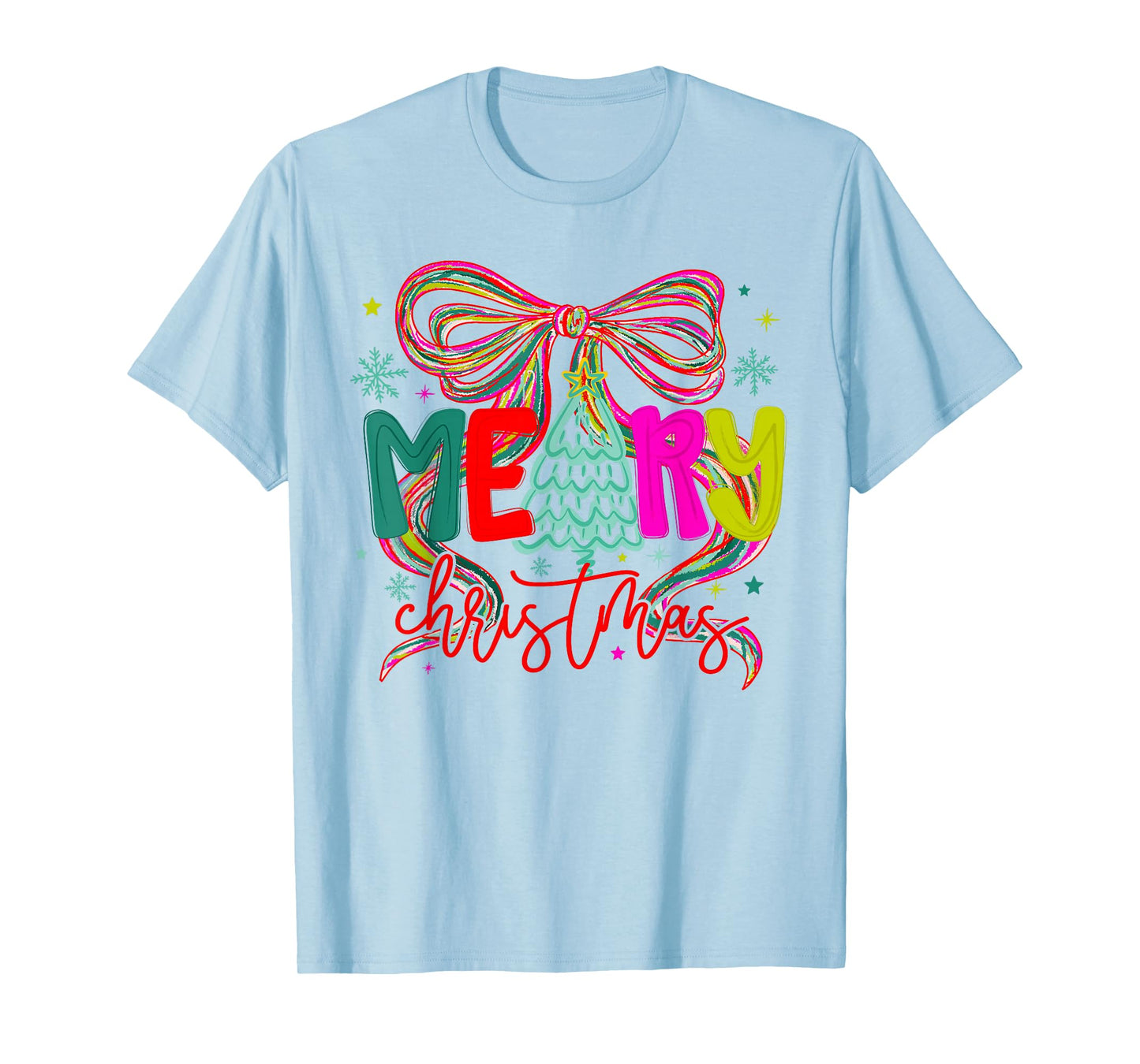 Coquette Bow Merry Christmas Preppy Xmas Pajamas Women Kids T-Shirt