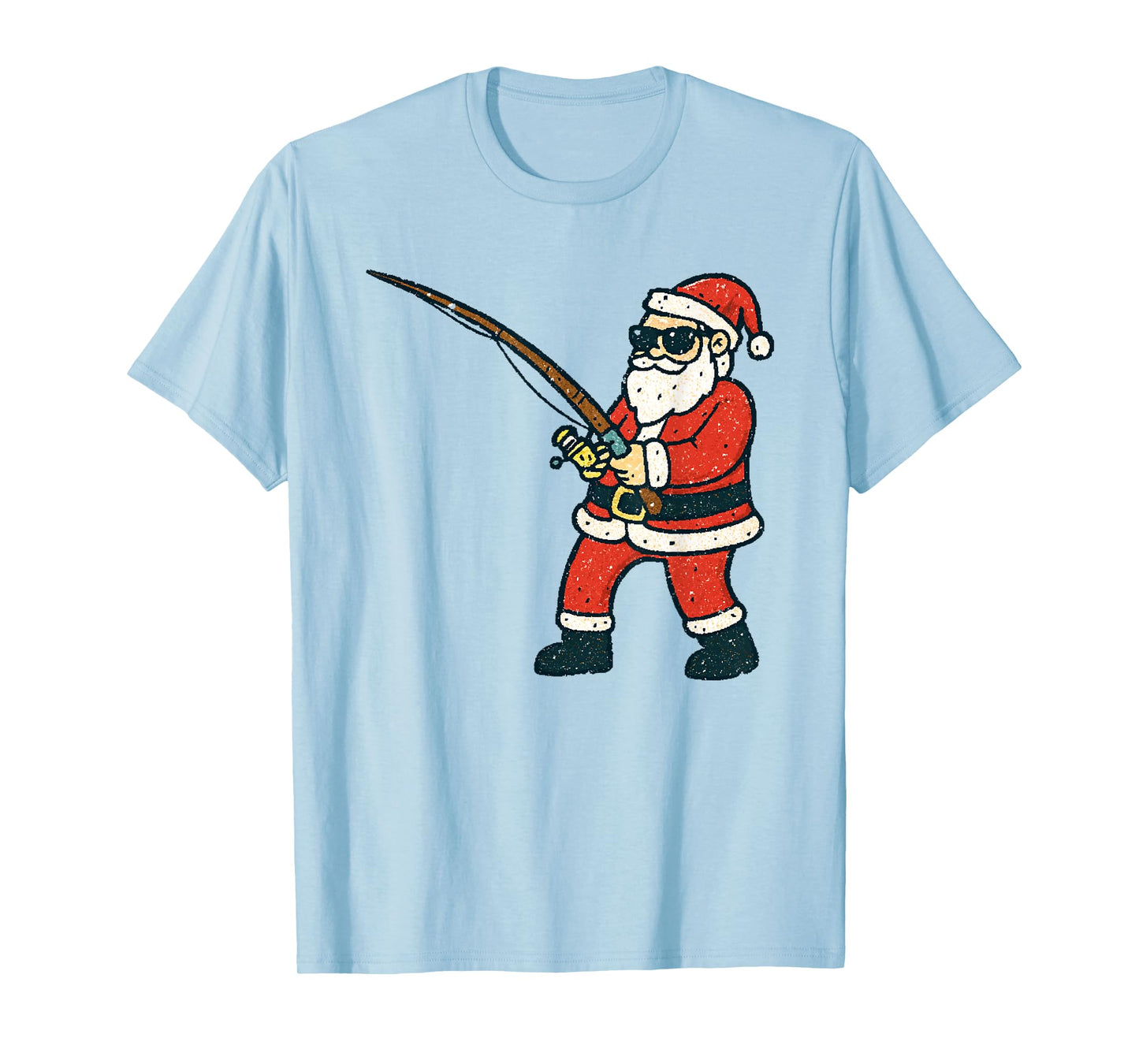 Santa Fishing Christmas Vintage Fish Funny Xmas T-Shirt