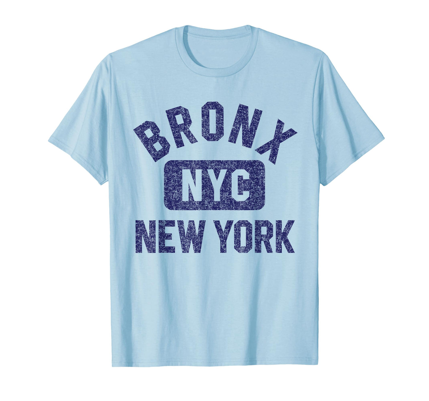 Bronx NYC New York Gym Style Distressed Dark Blue Print T-Shirt
