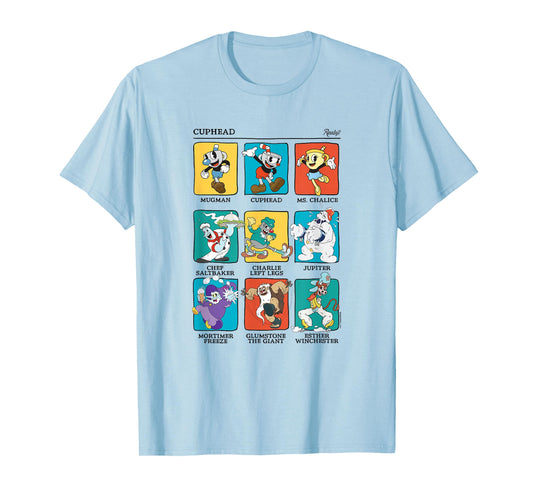 Cuphead Main Characters Colorful Vintage Boxed Up Poster T-Shirt