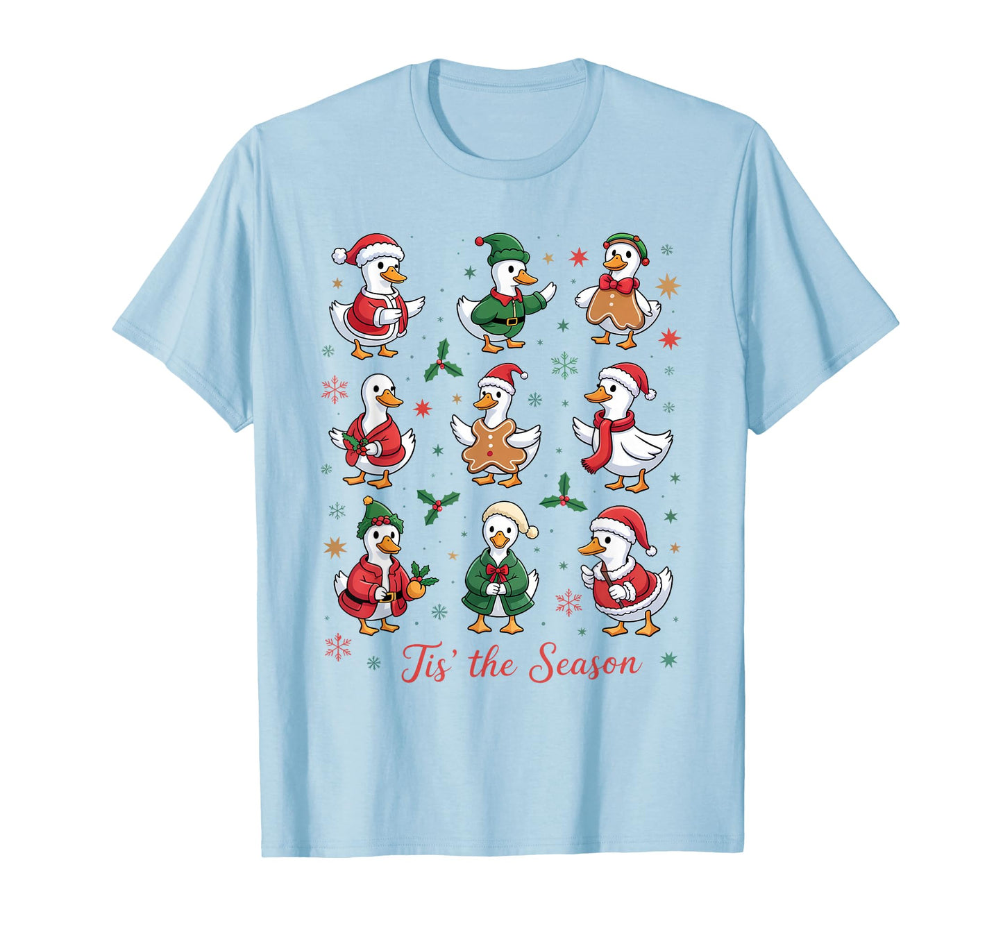 Retro Silly Goose Santa Cute Merry Christmas Tis The Season T-Shirt