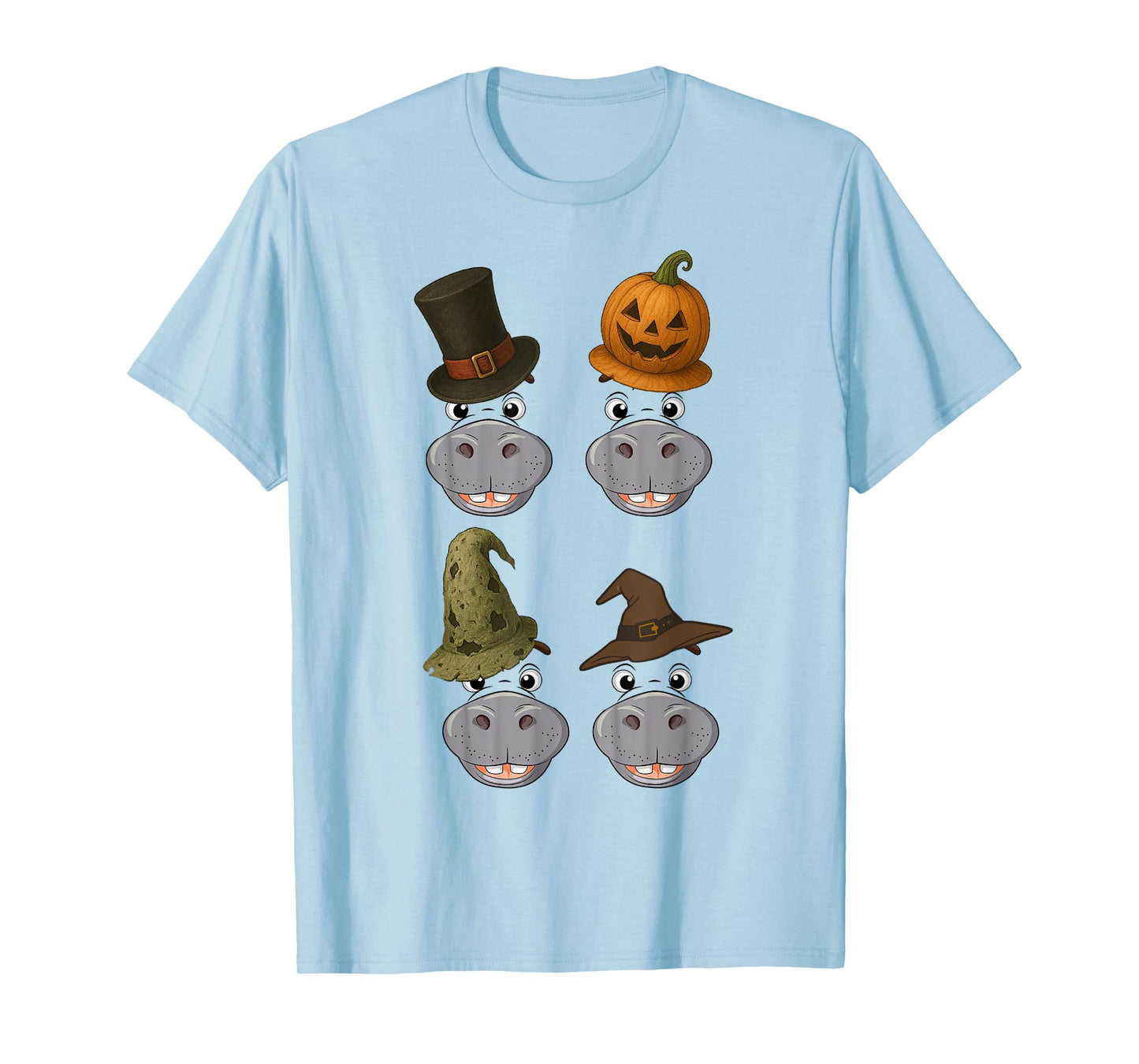 Hippo Spooky Ghost Horror Pumpkin Zombie Halloween T-Shirt