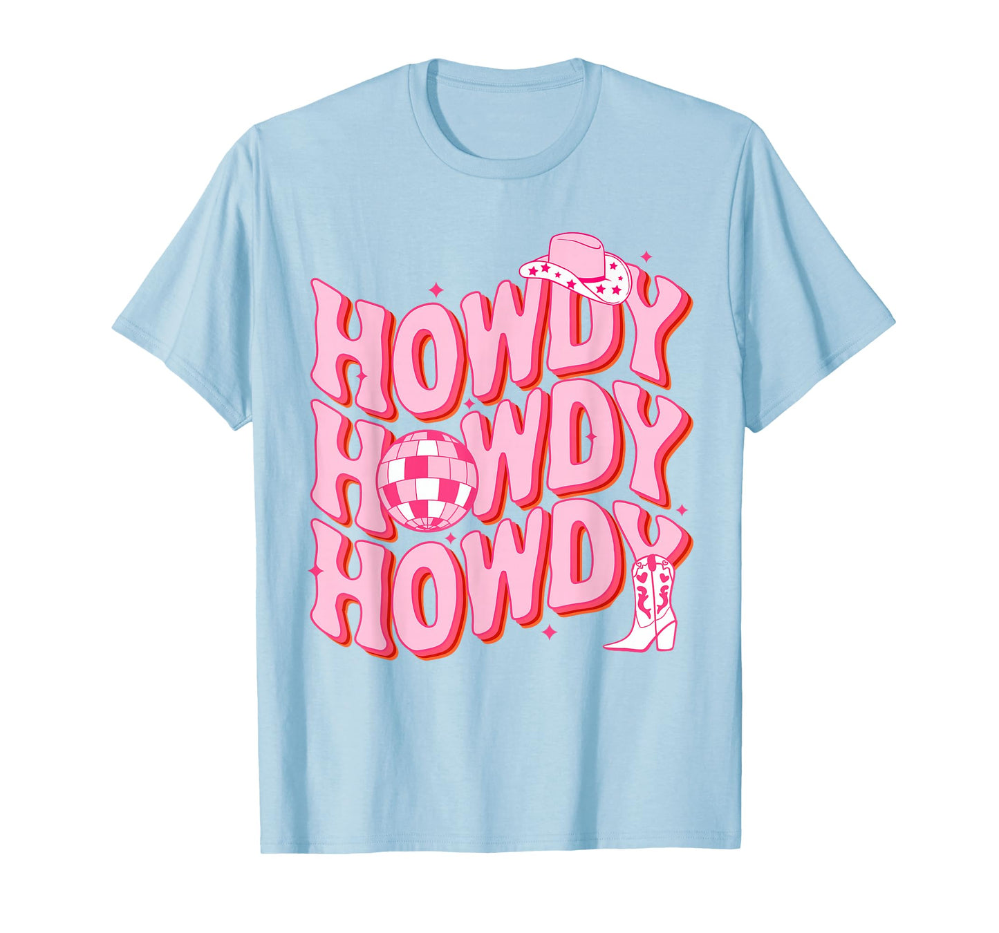 Howdy Southern Western Girl Country Rodeo Pink Cowgirl Disco T-Shirt