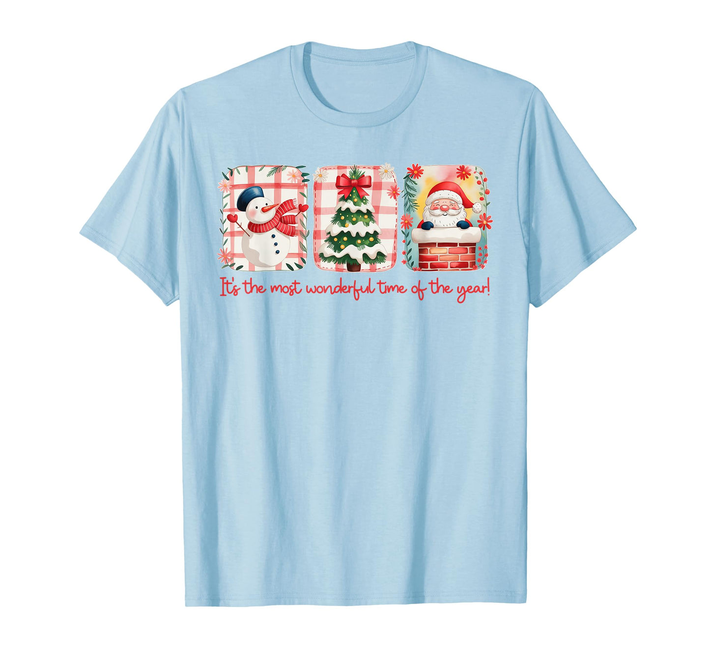 Christmas The Most Wonderful Time of The Year Plaid Snowman T-Shirt