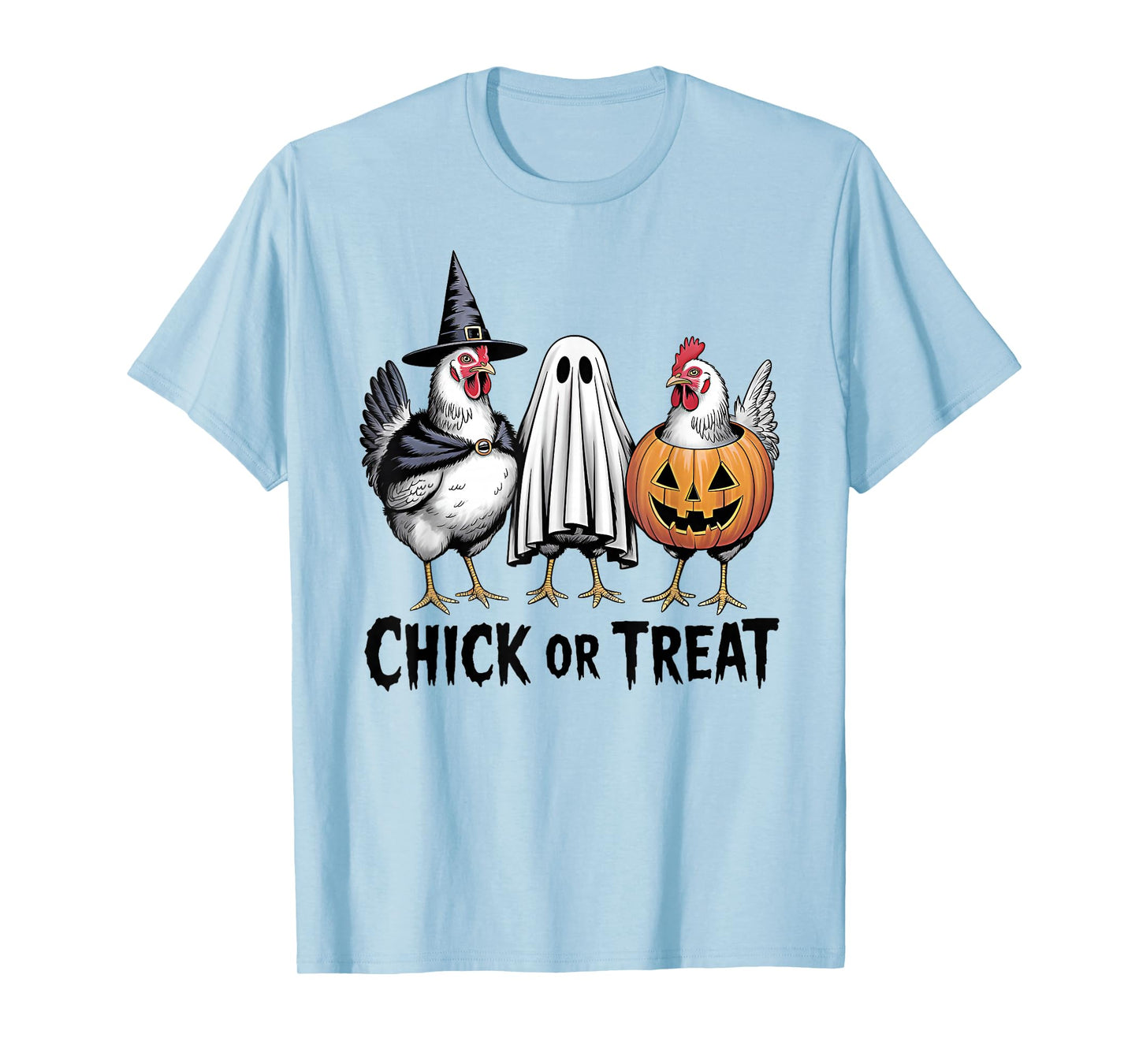 Chick Or Treat Spooky Witch Ghost Pumpkin Chicken Halloween T-Shirt