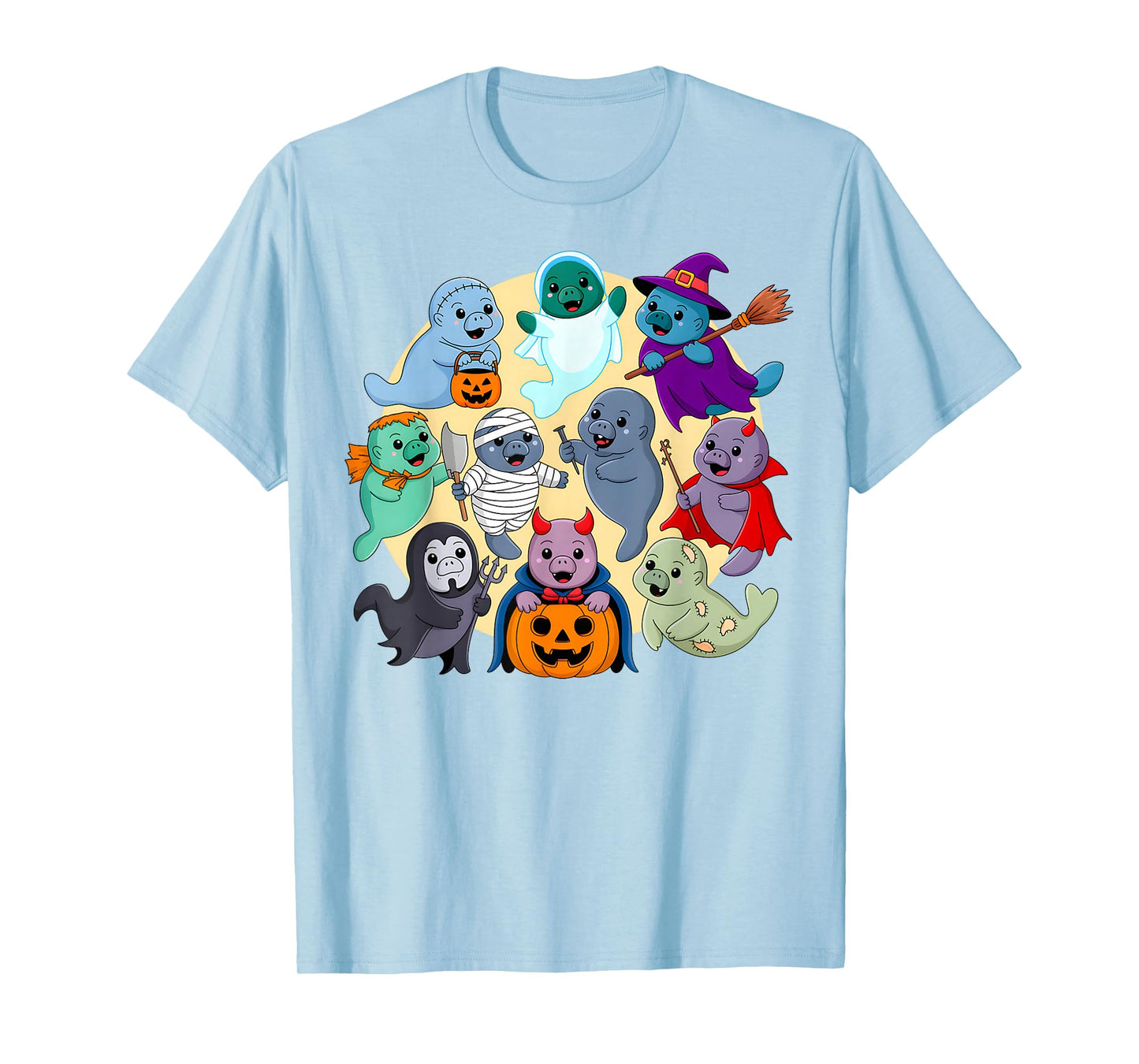 Cute Manatee Ghost Zombie Witch Halloween Costume Kids T-Shirt