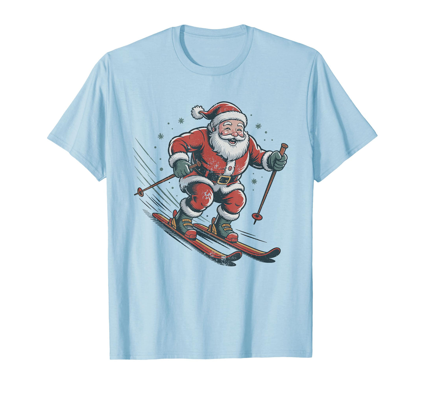 Santa Skiing Retro Vintage 90s Christmas Holiday Sports T-Shirt