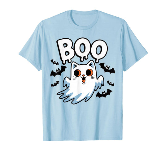 CAT Ghost Boo Cute Kitty Cats Lover Halloween Women Men T-Shirt