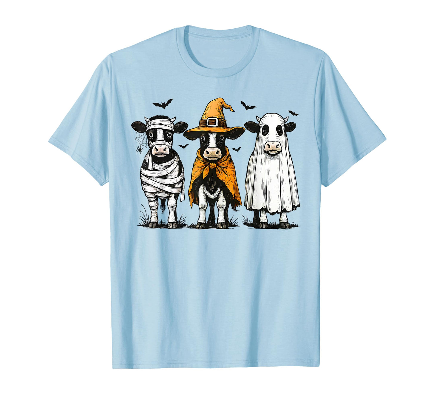 Funny Halloween Highland Cow Ghost Spooky Witch T-Shirt
