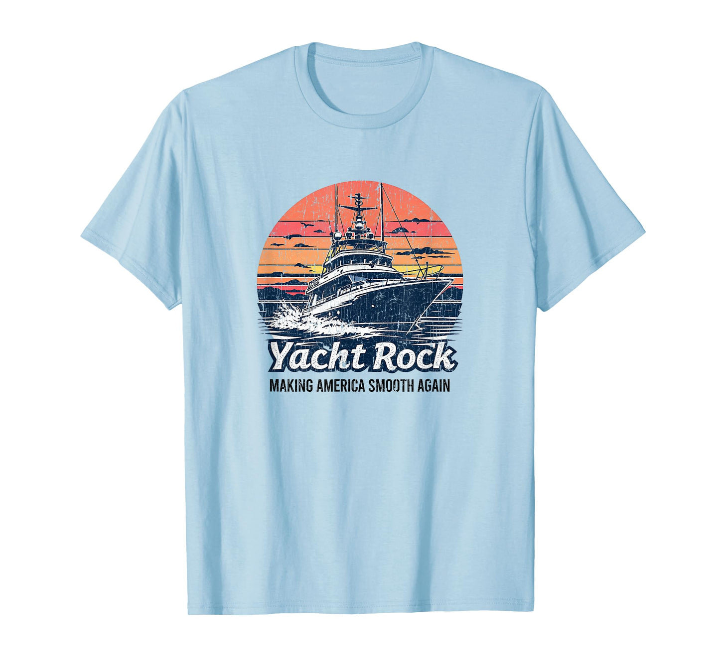 Yacht Rock, Retro Party Boat Drinking, Vintage Faded Yacht T-Shirt