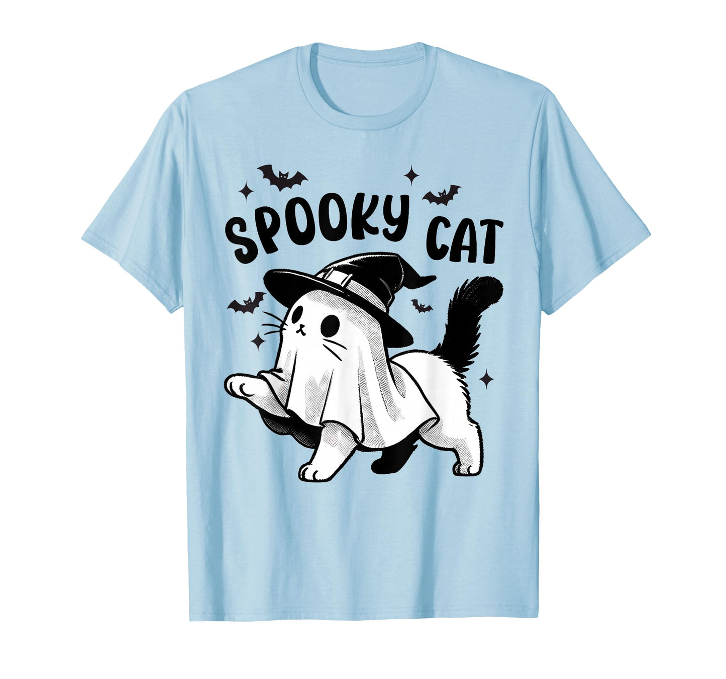 Spooky Cat Halloween Ghost Pumpkins Men Women Mom T-Shirt