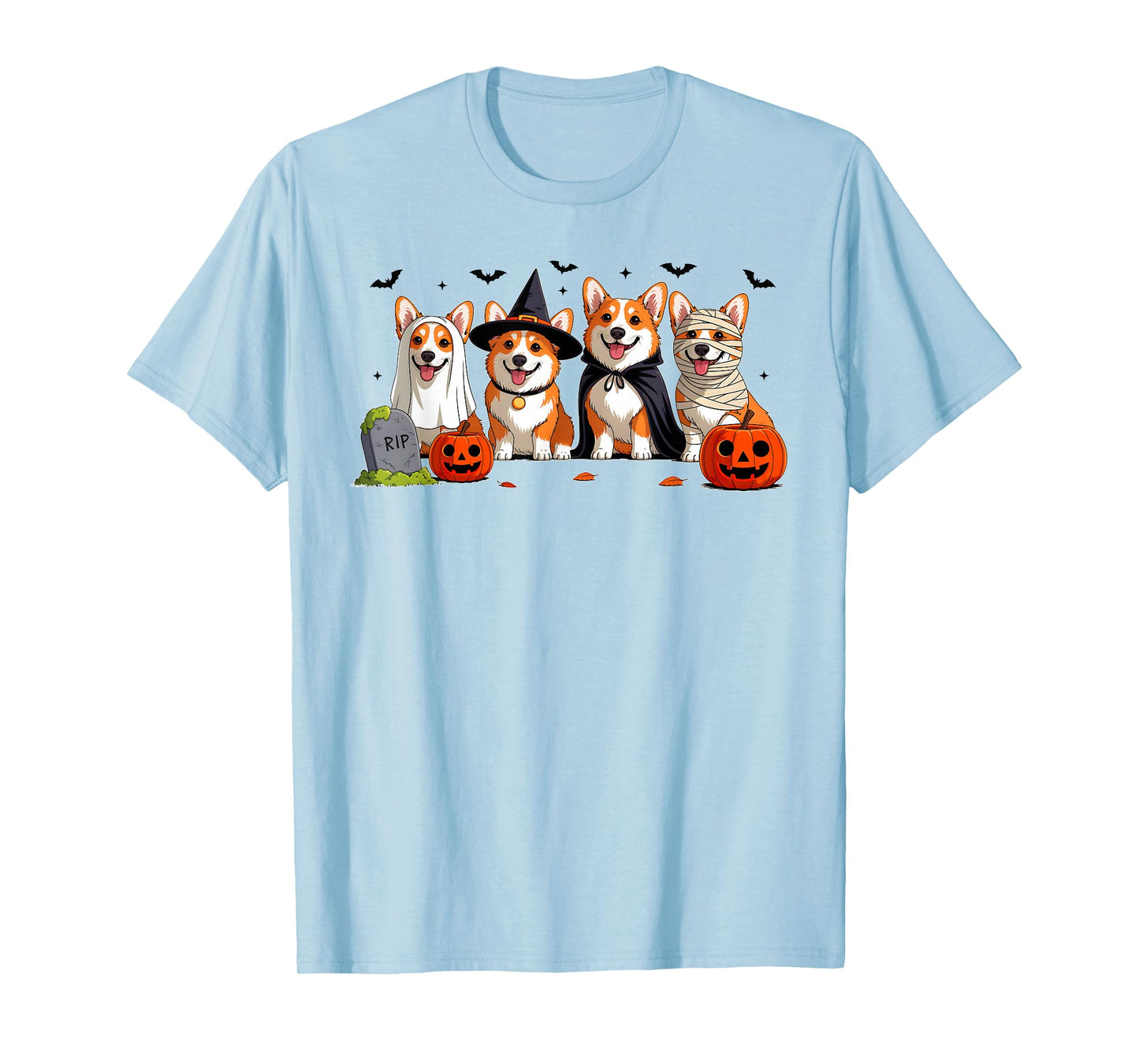 Corgi Dog Ghost Witch Mummy Pumpkin Halloween Spooky Season T-Shirt