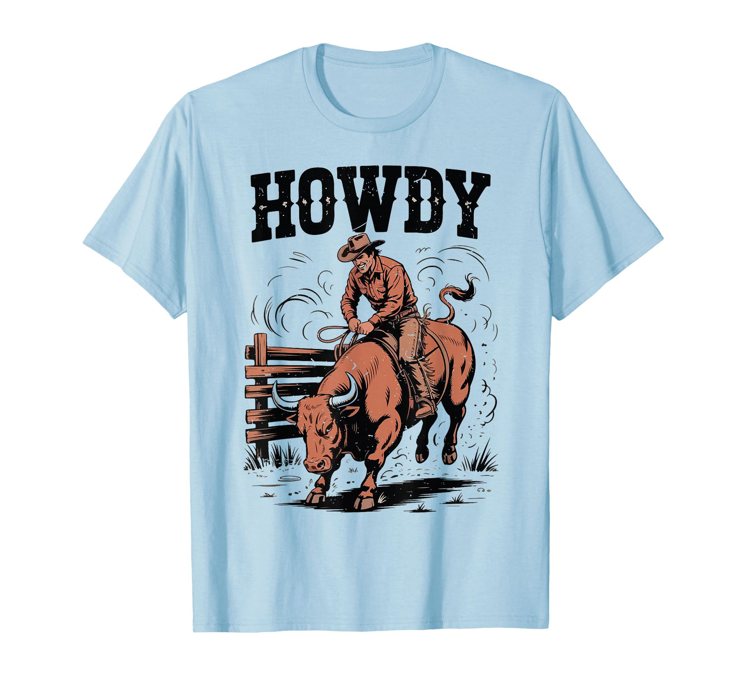 Howdy Funny Rodeo Bull Riding Cowboy Wester Country Vintage T-Shirt