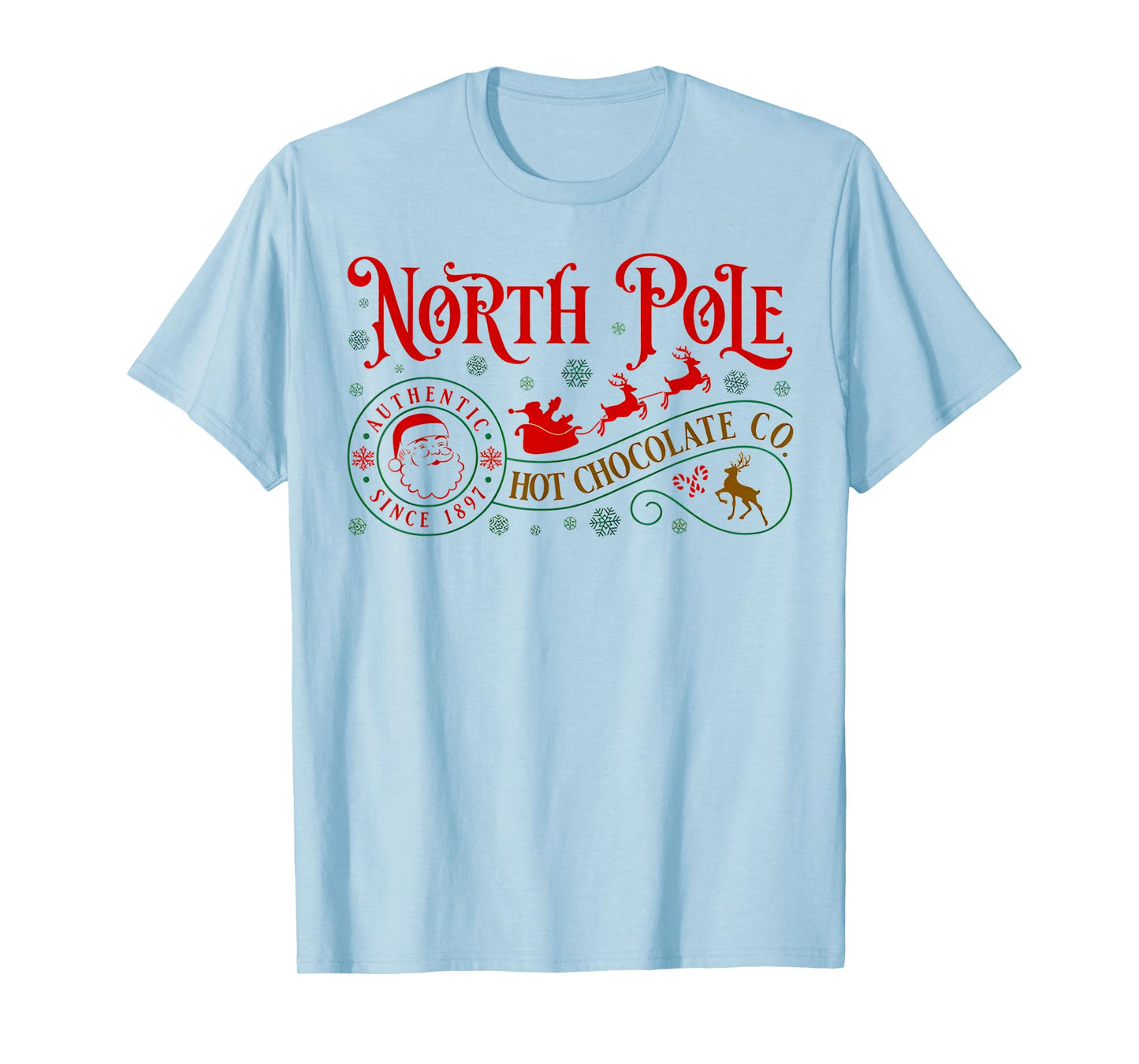 North Pole Hot Chocolate Retro Xmas Santa Claus Christmas T-Shirt