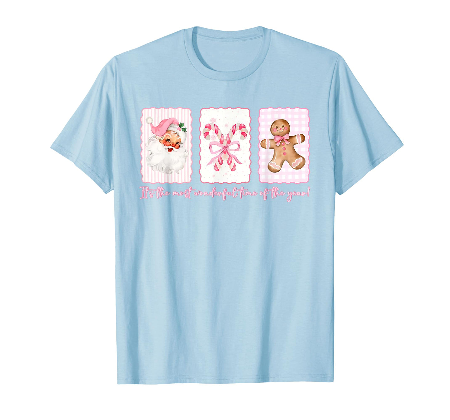 It's The Most Wonderful Time Pink Santa Coquette Bow Xmas T-Shirt