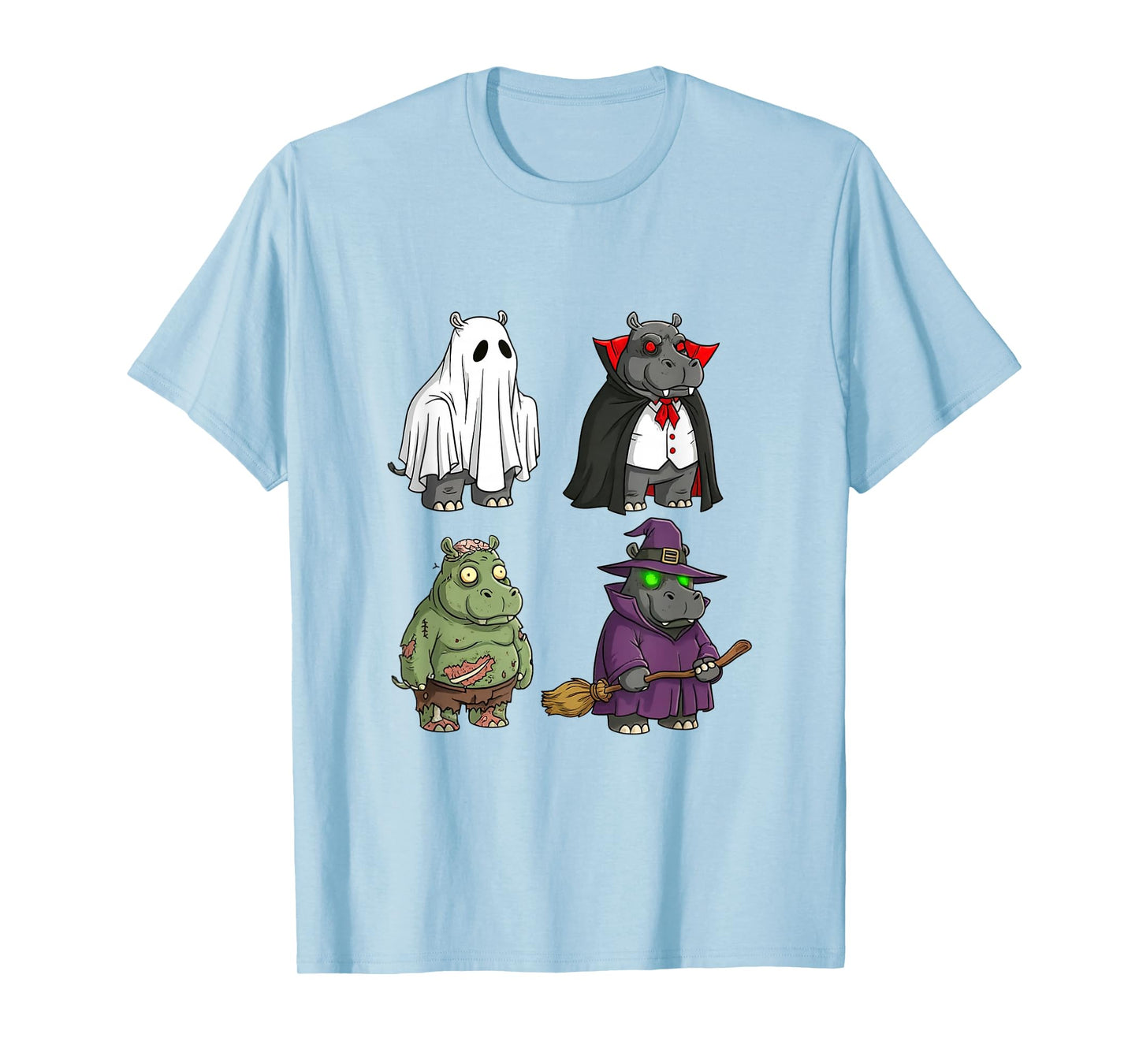 Cute Hippo Ghost Witch Zombie Funny Halloween Costume T-Shirt