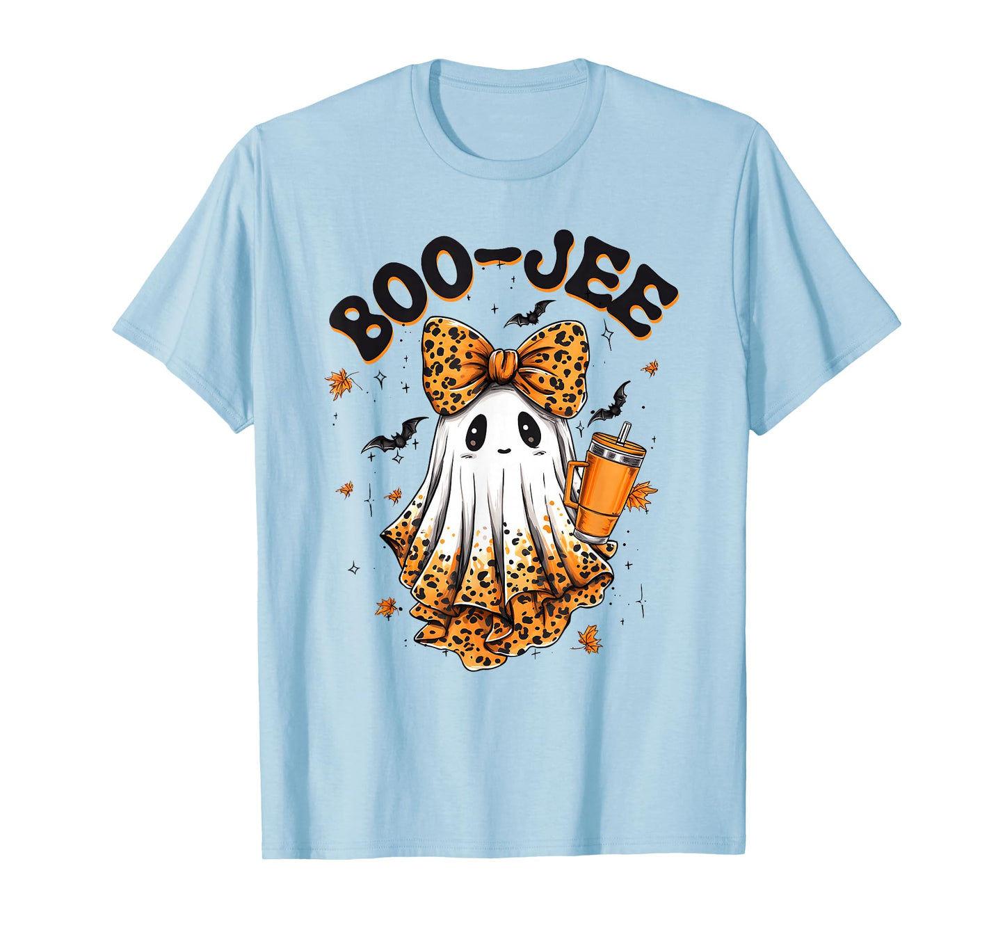 Coquette Leopard Ghost Coffee Boo-JEE Halloween Boujee Ghost T-Shirt