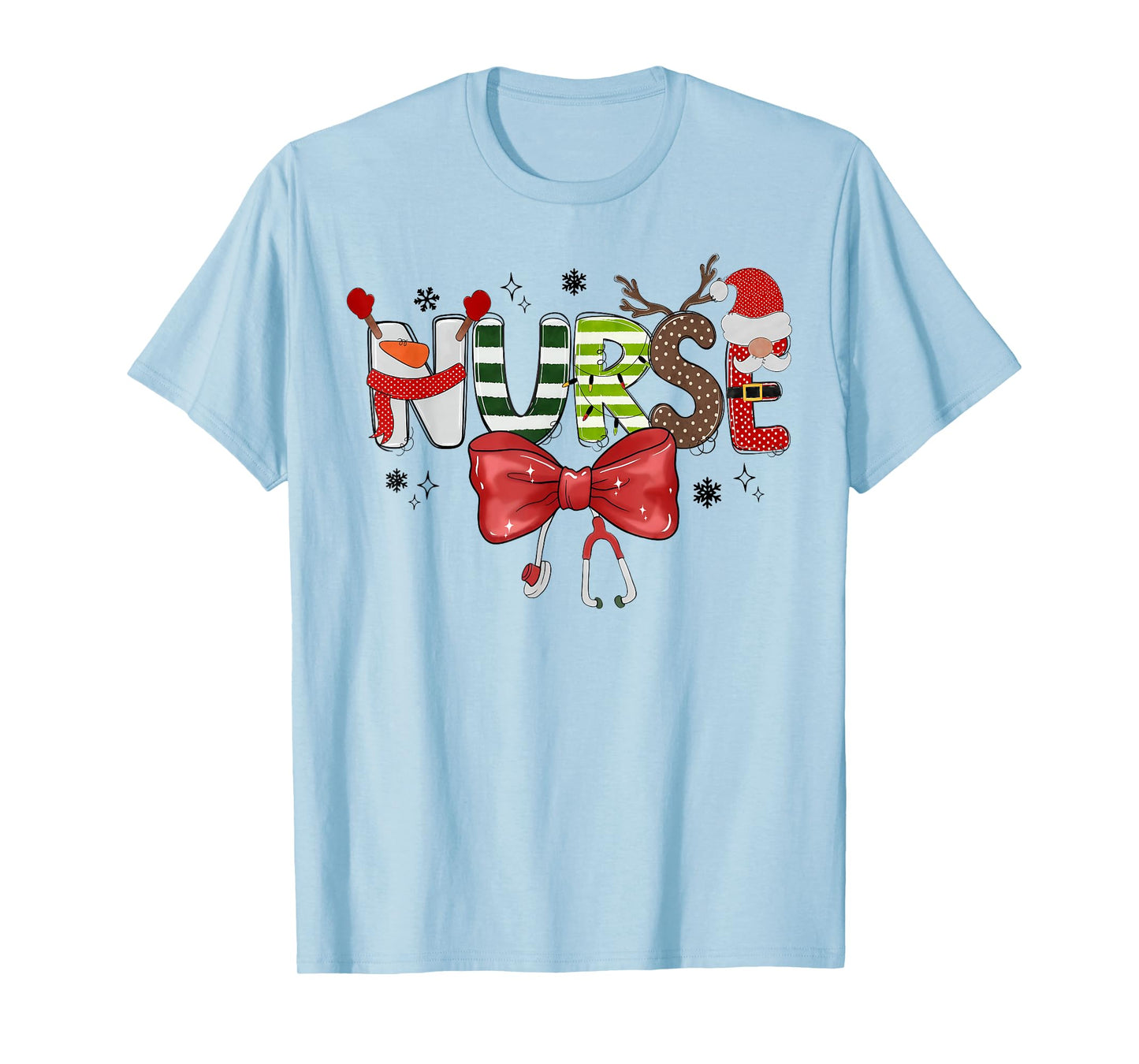 Stethoscope Coquette Bow Nurse Christmas Xmas Pajama Holiday T-Shirt