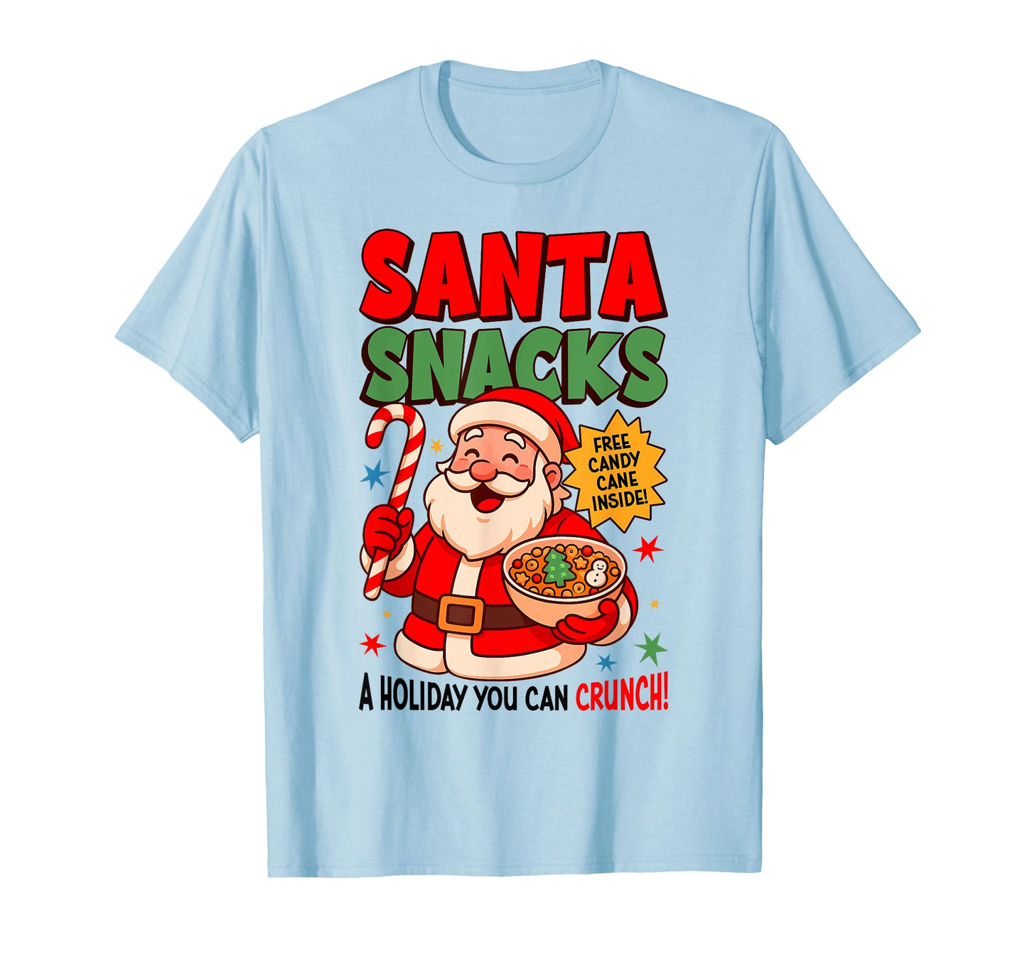 Santa Snacks Funny Santa Claus Gingerbread Candy Cane Xmas T-Shirt