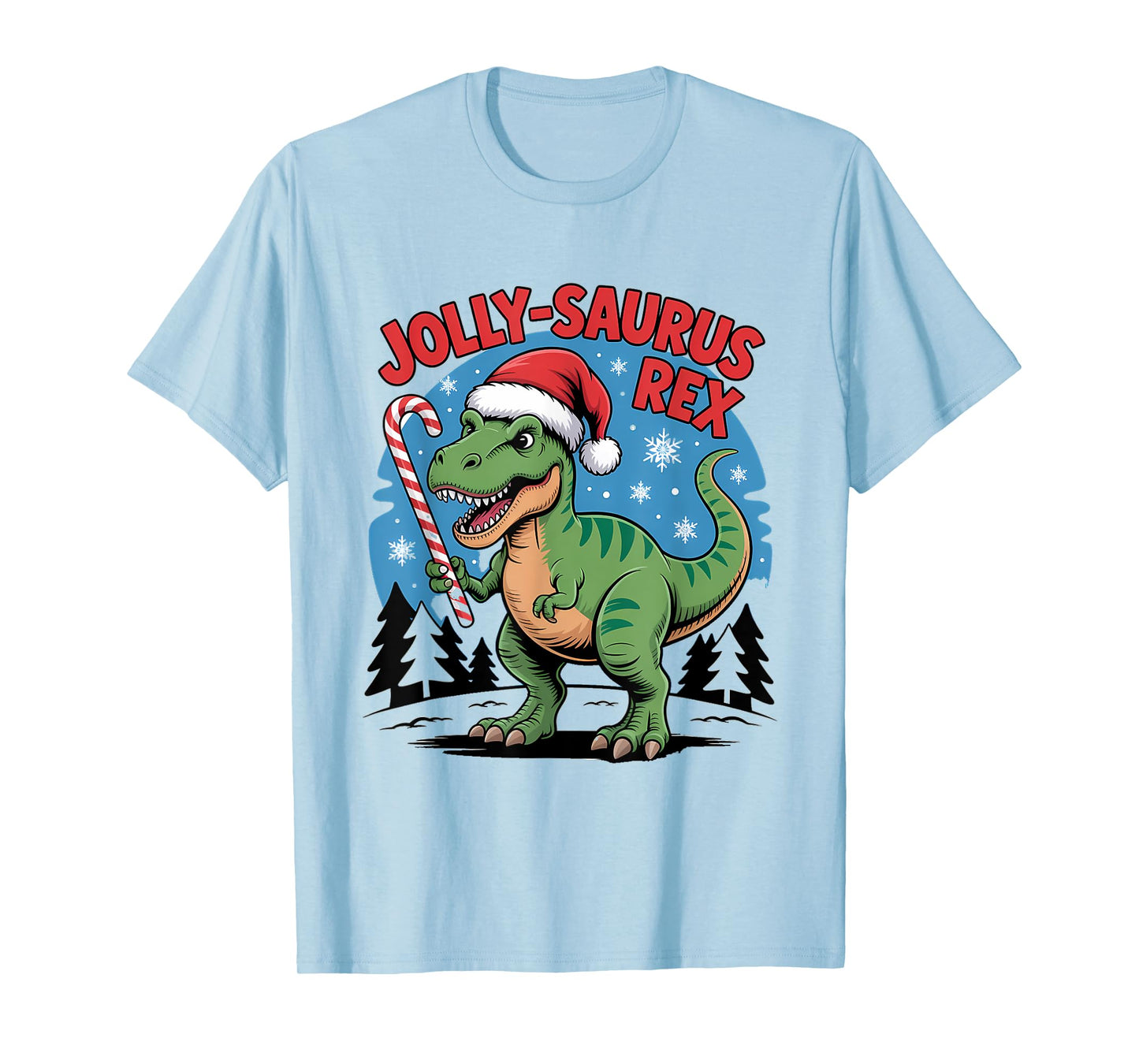 Jolly Saurus Rex Funny Christmas Dinosaur T-Shirt