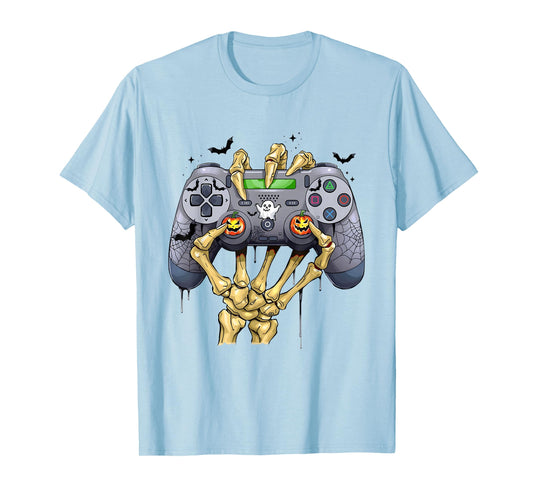 Halloween Skeleton Zombie Gaming Controllers Mummy Boys Kids T-Shirt