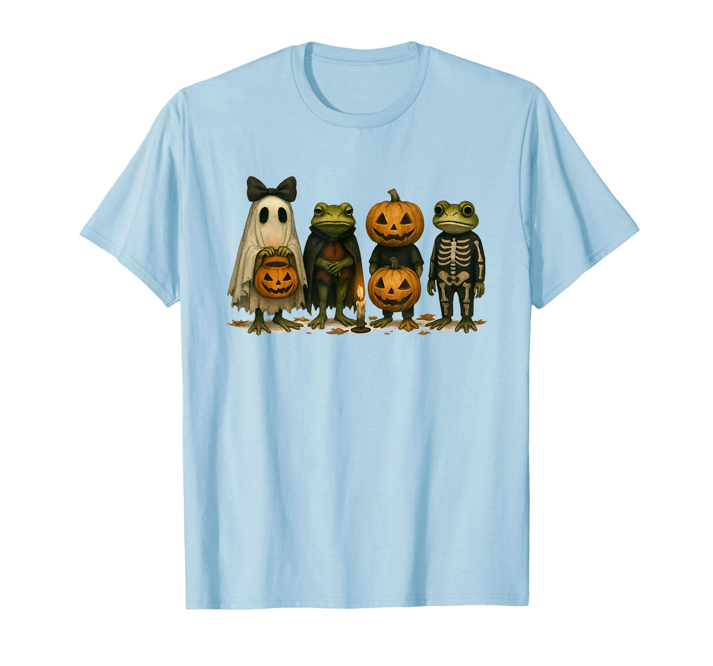 Spooky Skeleton Frog Cute with Pumpkin and Creepy Vibes T-Shirt