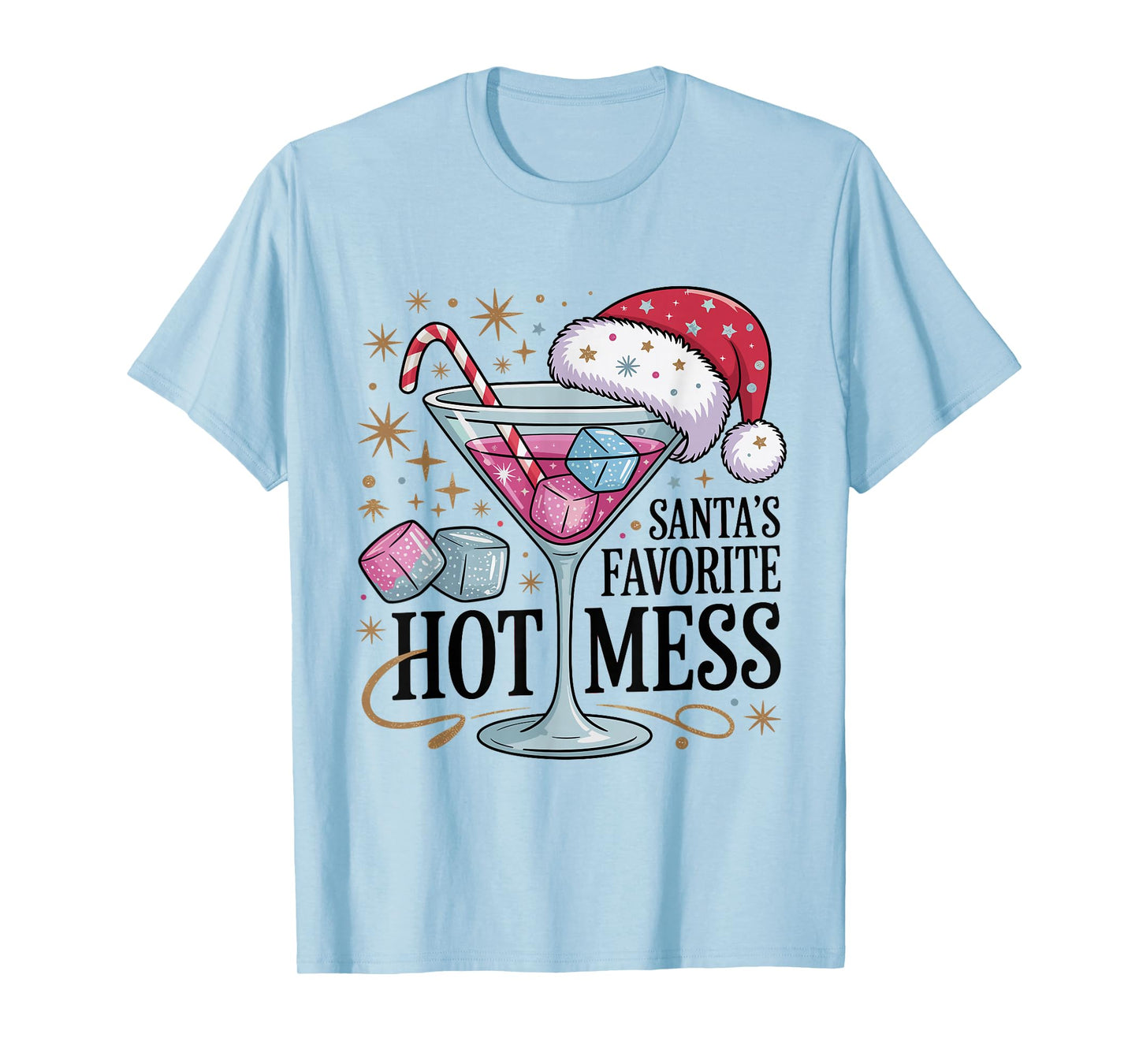 Santa's Favorite Hot Mess Funny Christmas T-Shirt