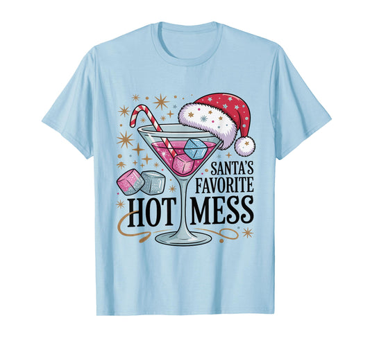 Santa's Favorite Hot Mess Funny Christmas T-Shirt