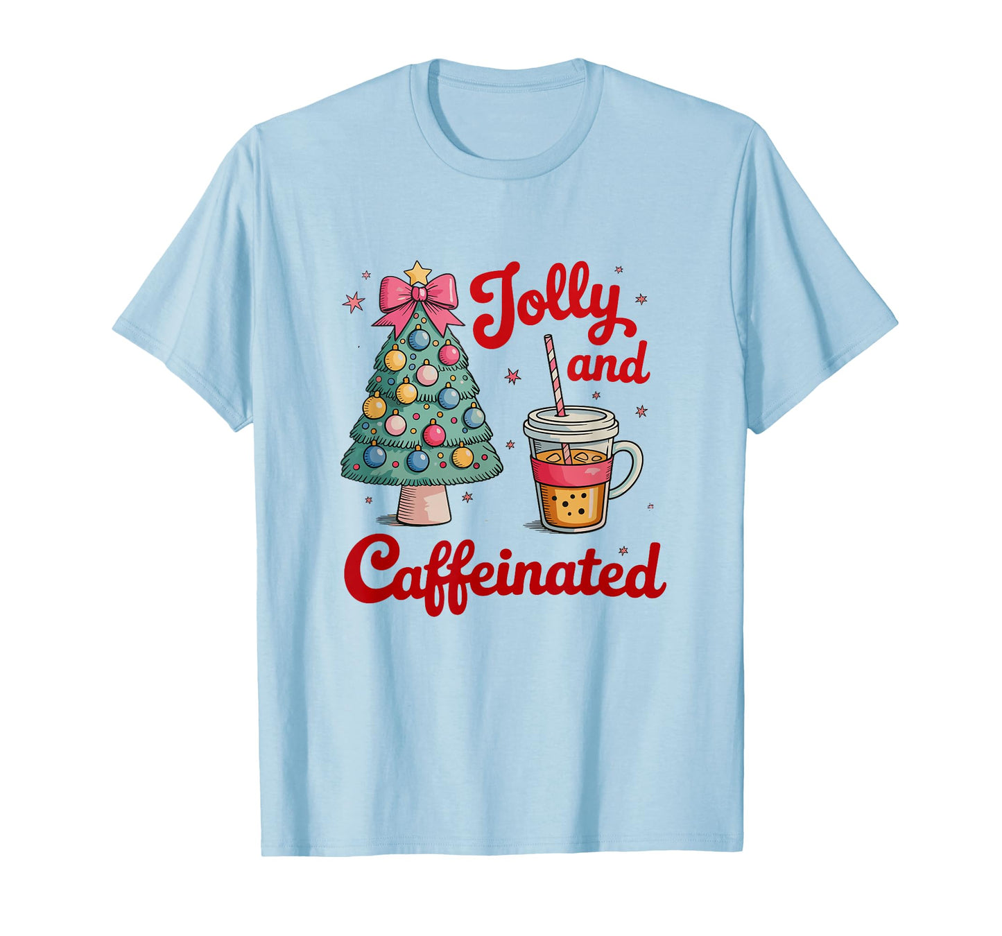Jolly and Caffeinated Coffee Christmas Tree Xmas T-Shirt