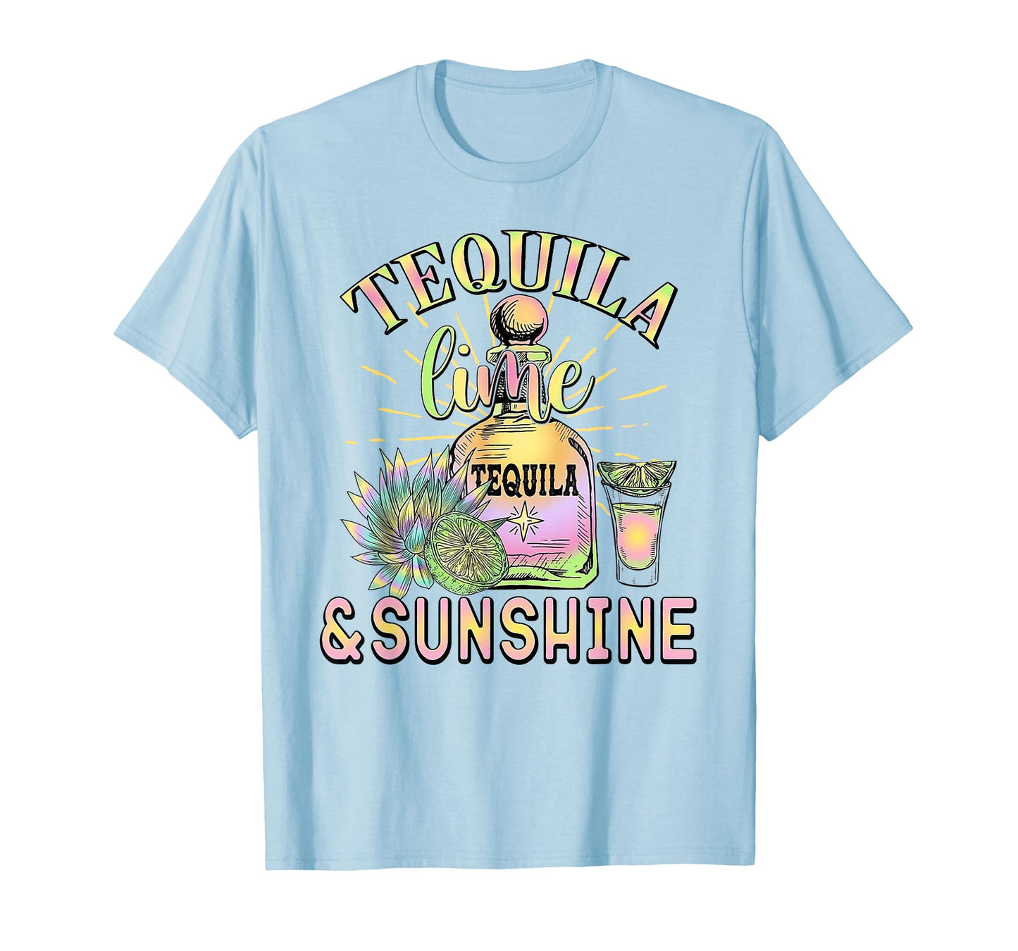 Tequila Lime And Sunshine Funny Beach Summer Vacation Travel T-Shirt for Men Women