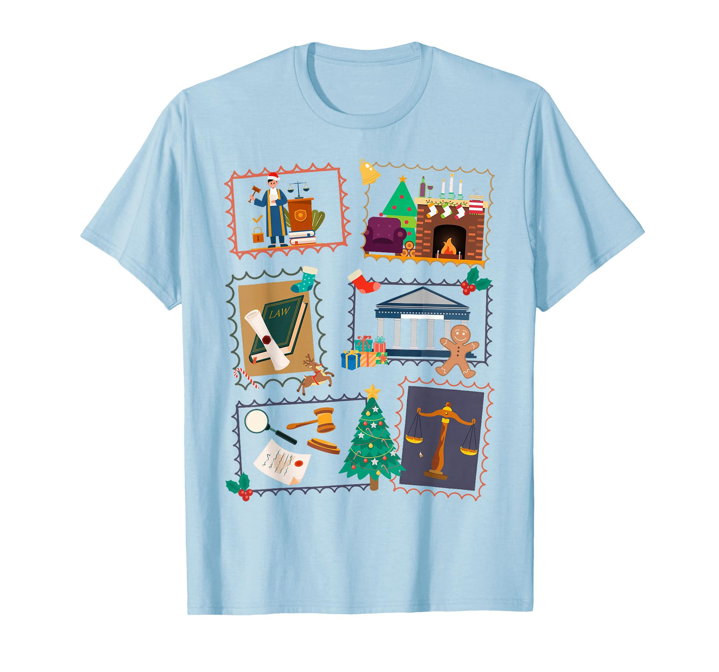 Lawyer Attorney Legal Office Christmas Xmas Vibes Stamps T-Shirt
